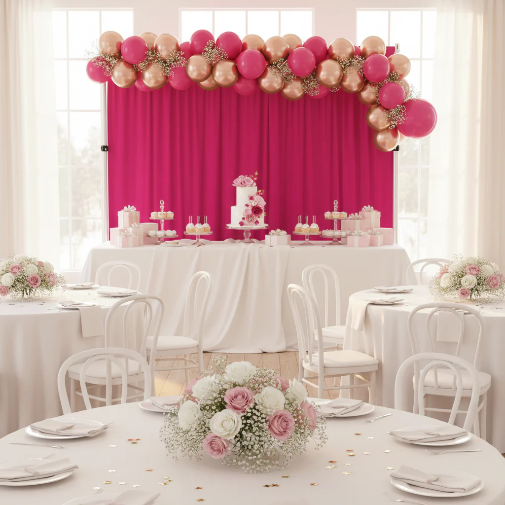 Spandex 4-way Stretch Backdrop Drape Curtain 18ft H x 60" W - Fuchsia - Image 4