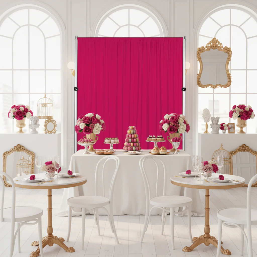 Spandex 4-way Stretch Backdrop Drape Curtain 18ft H x 60" W - Fuchsia - Image 5