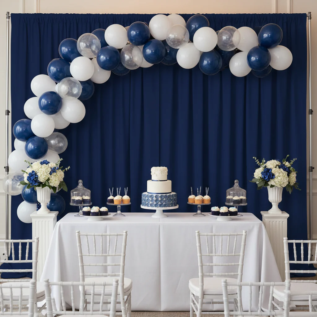 Spandex 4-way Stretch Backdrop Drape Curtain 18ft H x 60" W - Navy Blue - Image 4