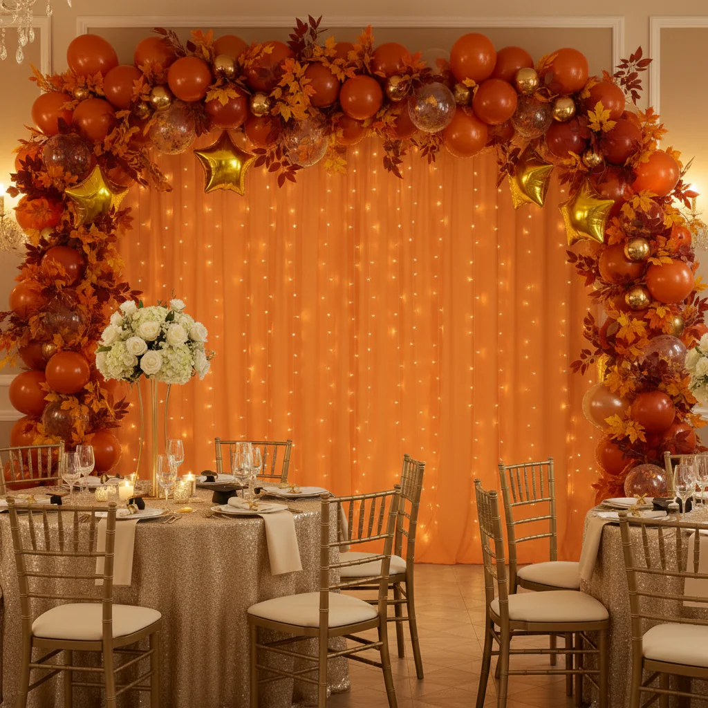 Spandex 4-way Stretch Backdrop Drape Curtain 18ft H x 60" W - Orange - Image 2