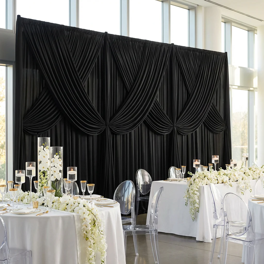 Spandex 4-way Stretch Backdrop Drape Curtain 20ft H x 60" W - Black - Image 5
