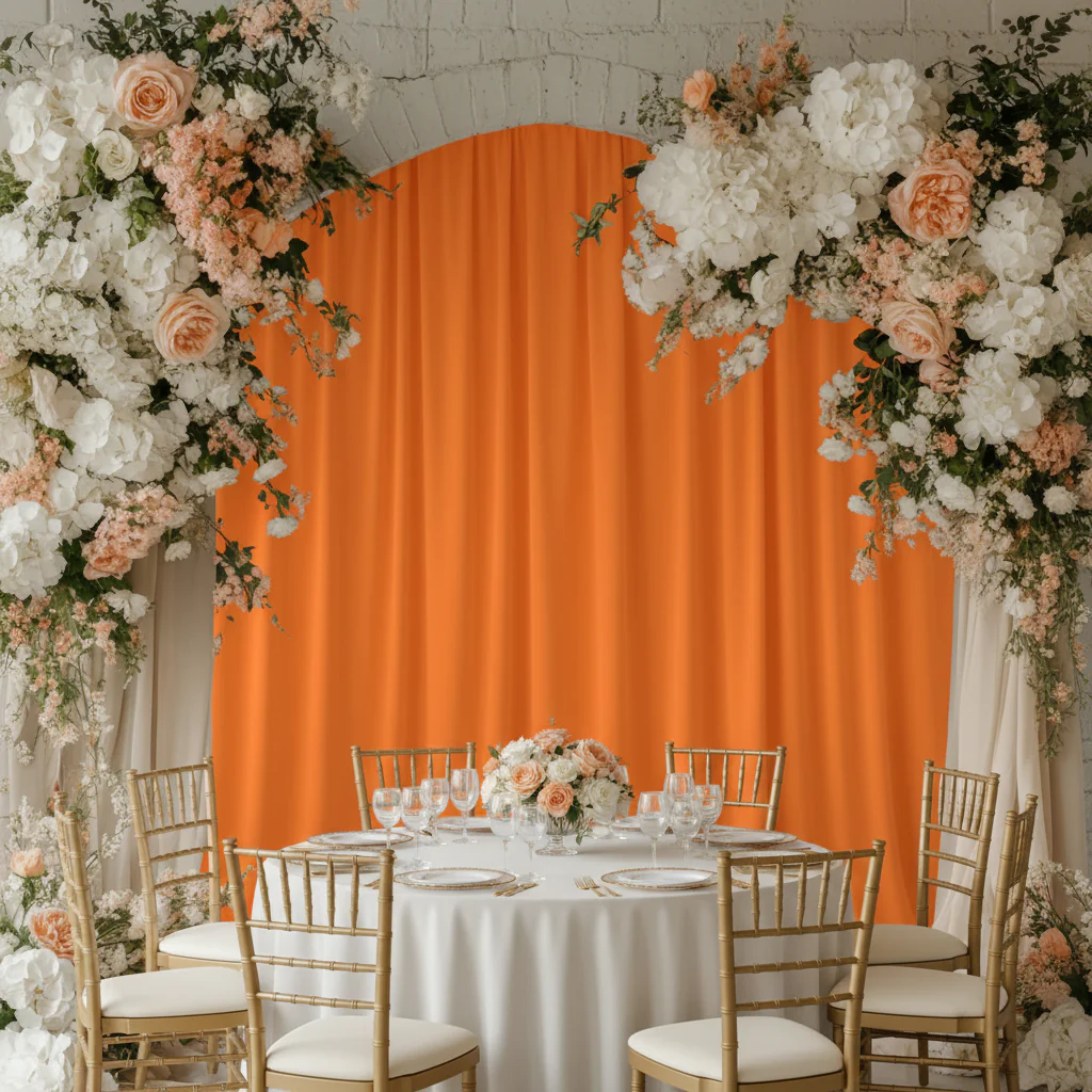 Spandex 4-way Stretch Backdrop Drape Curtain 10ft H x 60" W - Orange - Image 2