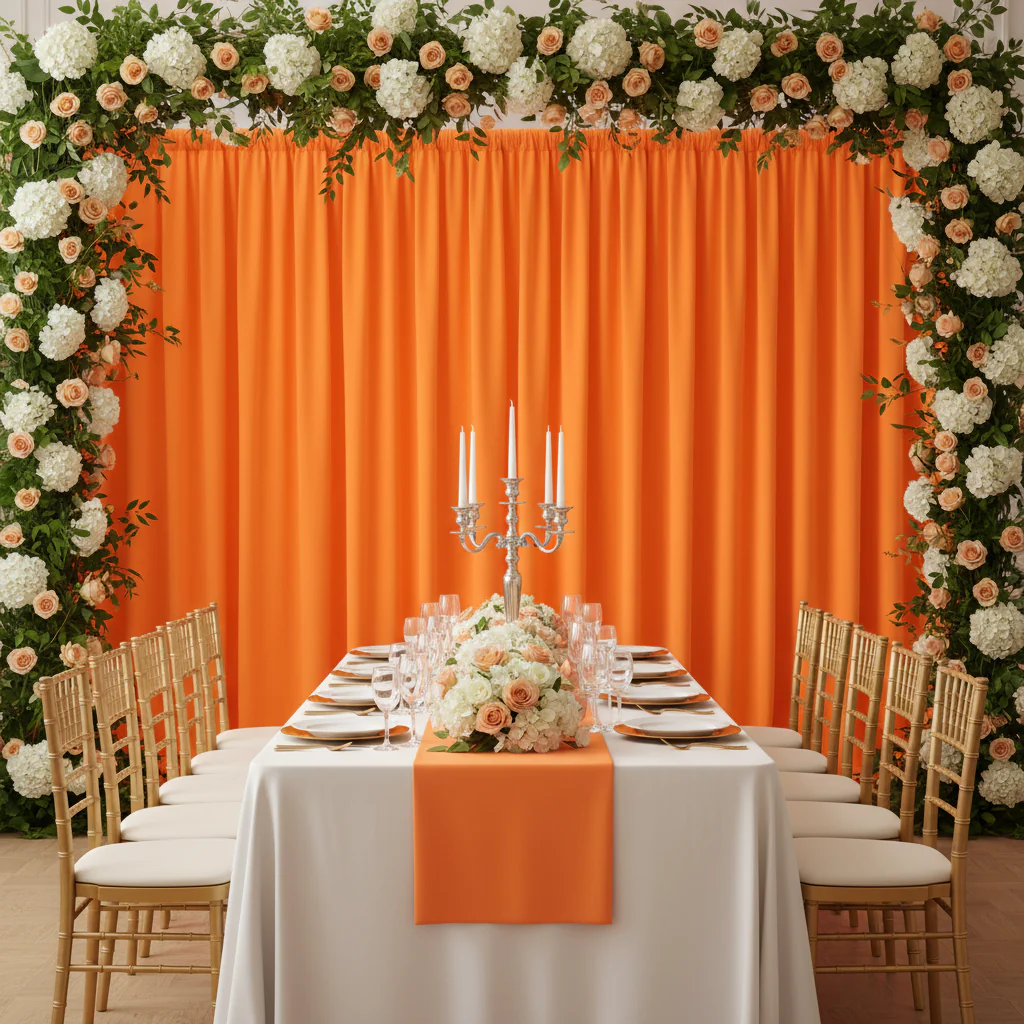 Spandex 4-way Stretch Backdrop Drape Curtain 10ft H x 60" W - Orange - Image 3