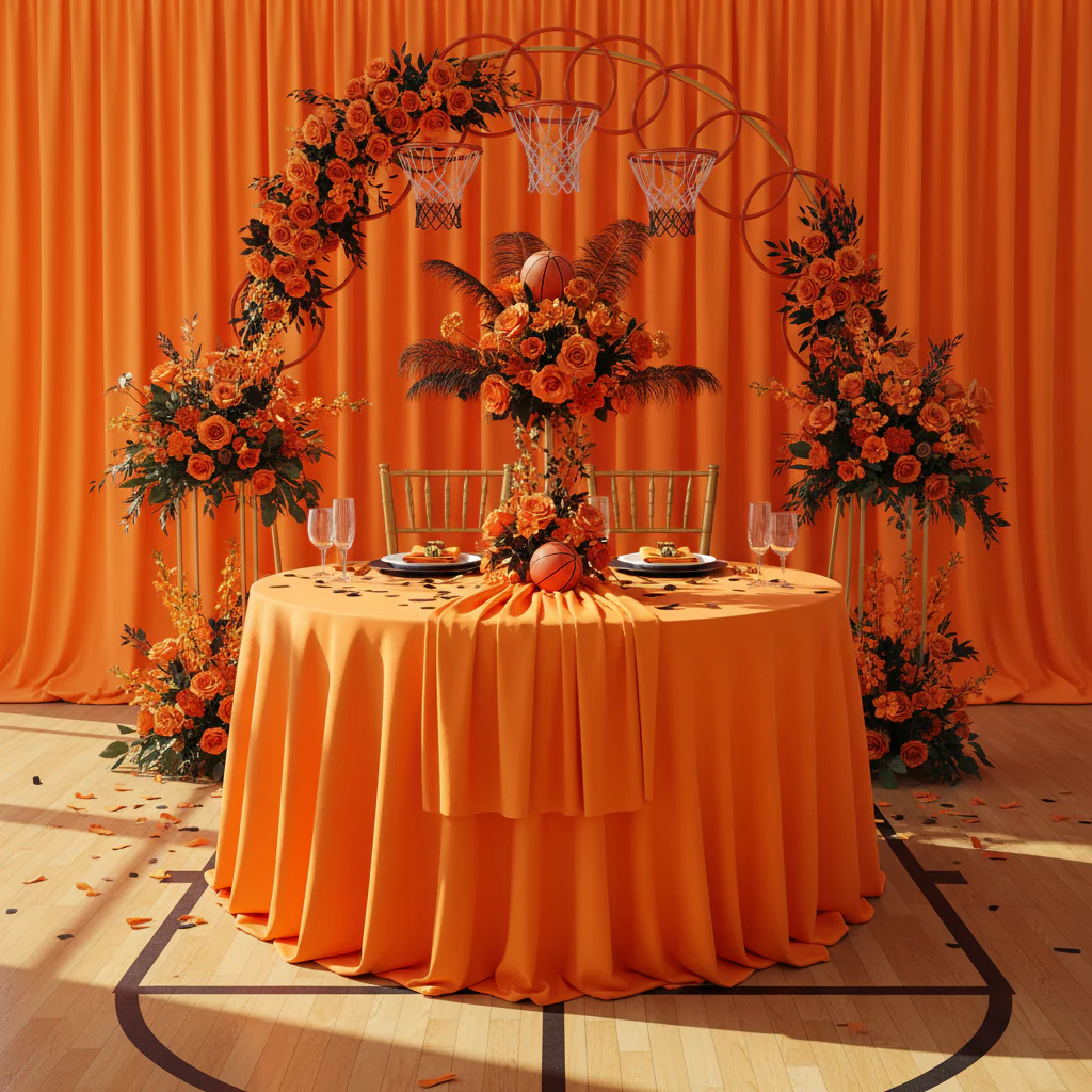 Spandex 4-way Stretch Backdrop Drape Curtain 12ft H x 60" W - Orange - Image 3