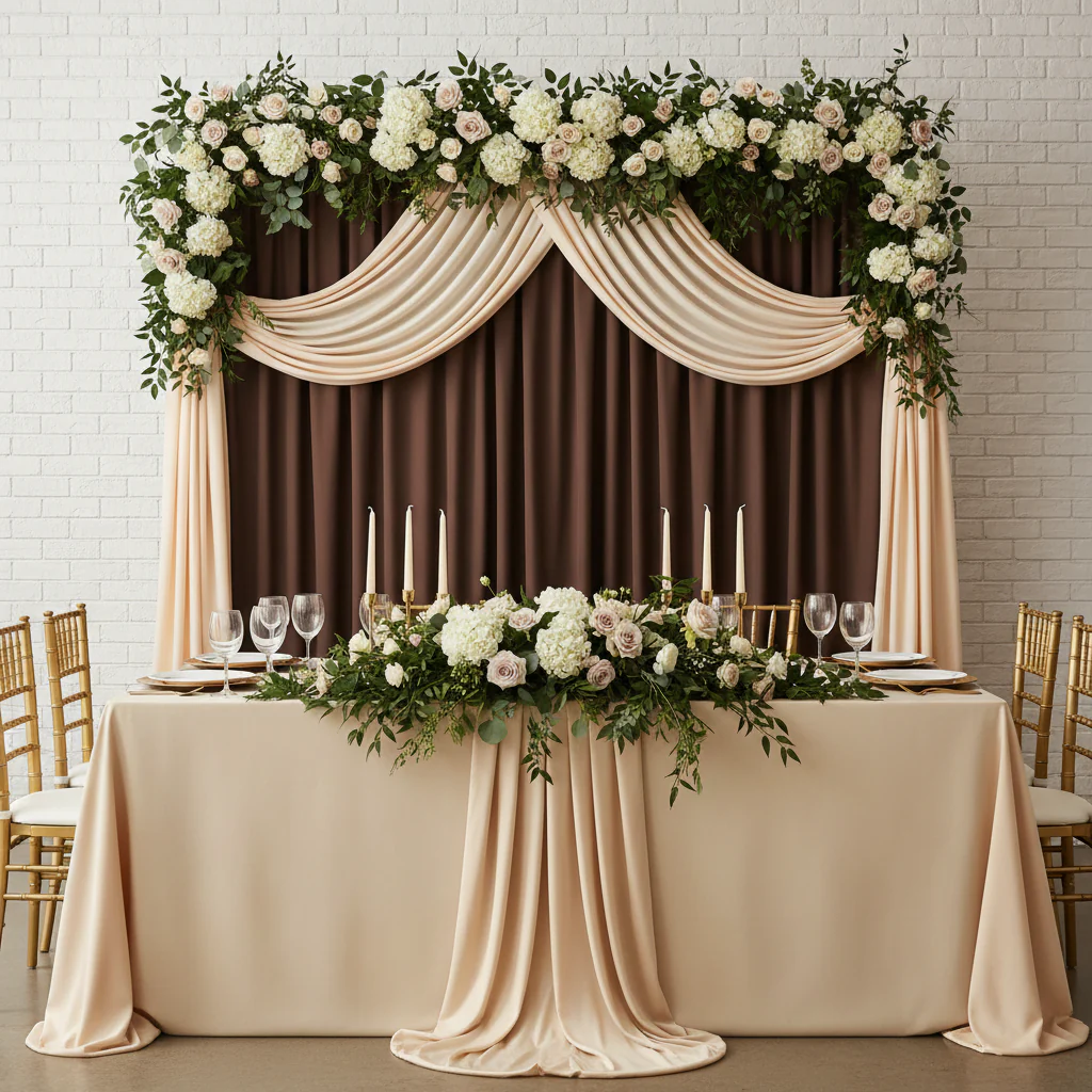 Spandex 4-way Stretch Backdrop Drape Curtain 14ft H x 60" W - Chocolate - Image 2