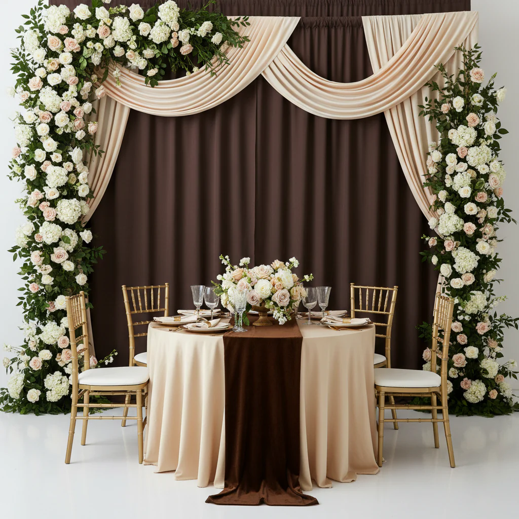 Spandex 4-way Stretch Backdrop Drape Curtain 14ft H x 60" W - Chocolate - Image 3