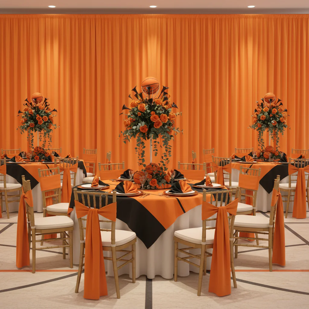 Spandex 4-way Stretch Backdrop Drape Curtain 14ft H x 60" W - Orange - Image 2