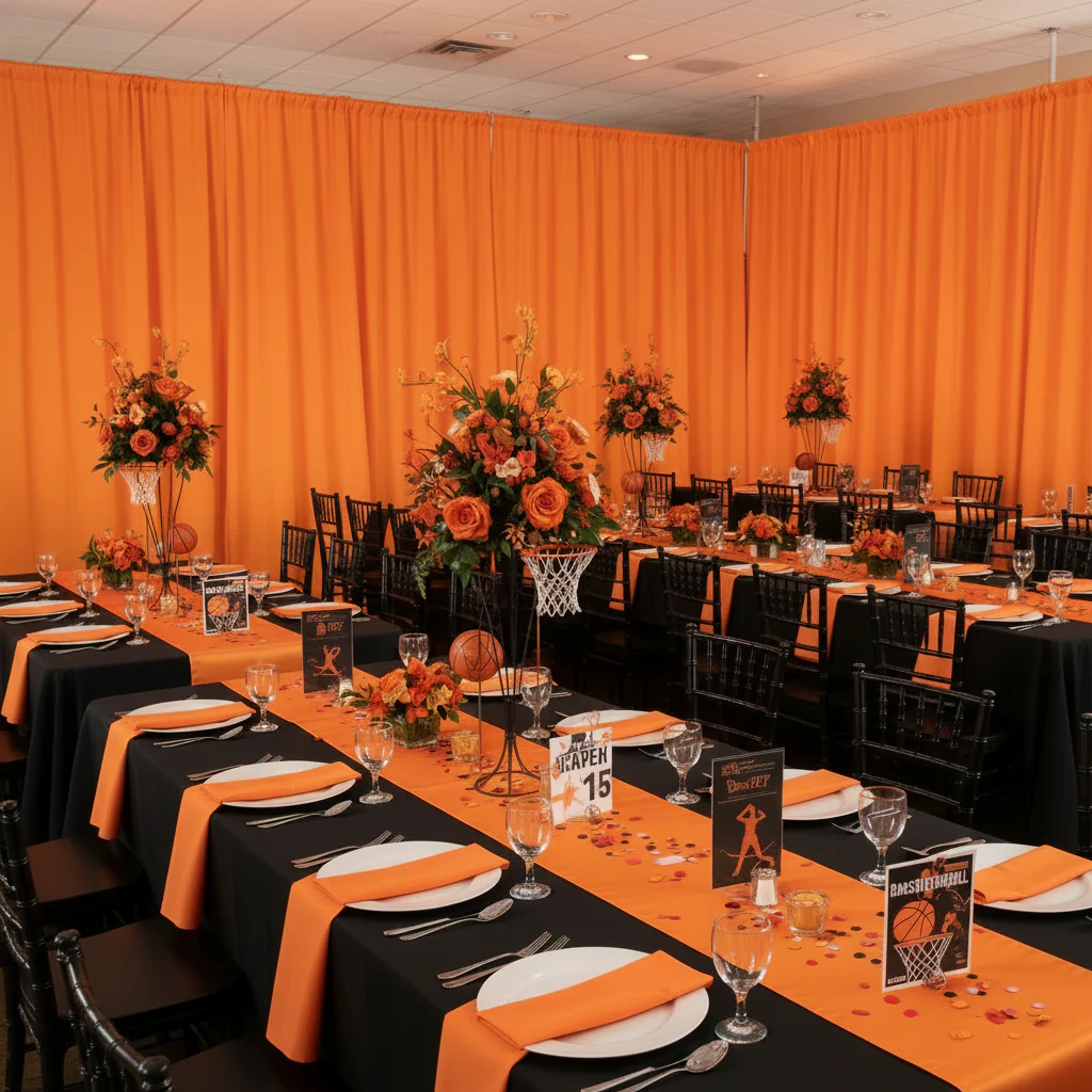 Spandex 4-way Stretch Backdrop Drape Curtain 14ft H x 60" W - Orange - Image 3