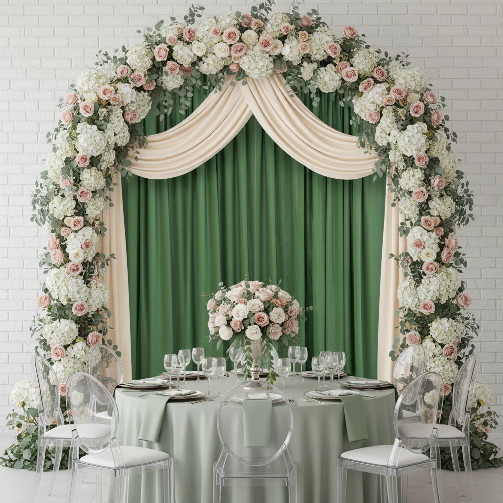 Spandex 4-way Stretch Backdrop Drape Curtain 14ft H x 60" W - Willow Green - Image 3