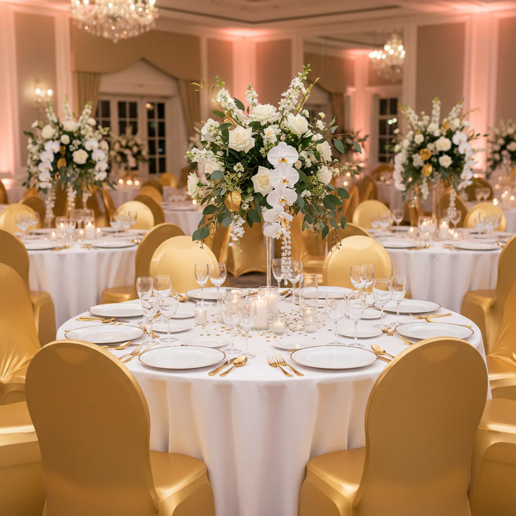 Spandex Banquet Chair Cover - Metallic Gold - Image 2