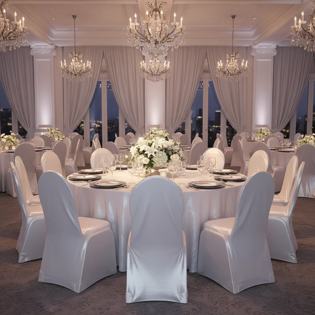 Spandex Banquet Chair Cover - Metallic Silver - Image 3