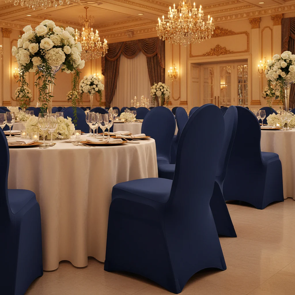 Spandex Banquet Chair Cover - Navy Blue - Image 2