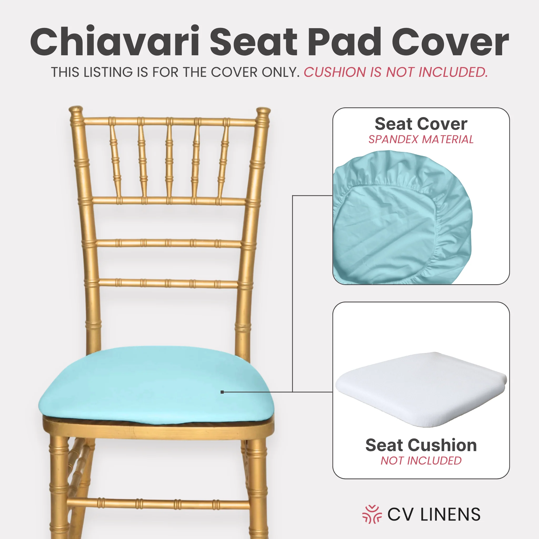 5 pcs/pk Spandex Chiavari Seat Pad Cover - Baby Blue - Image 3