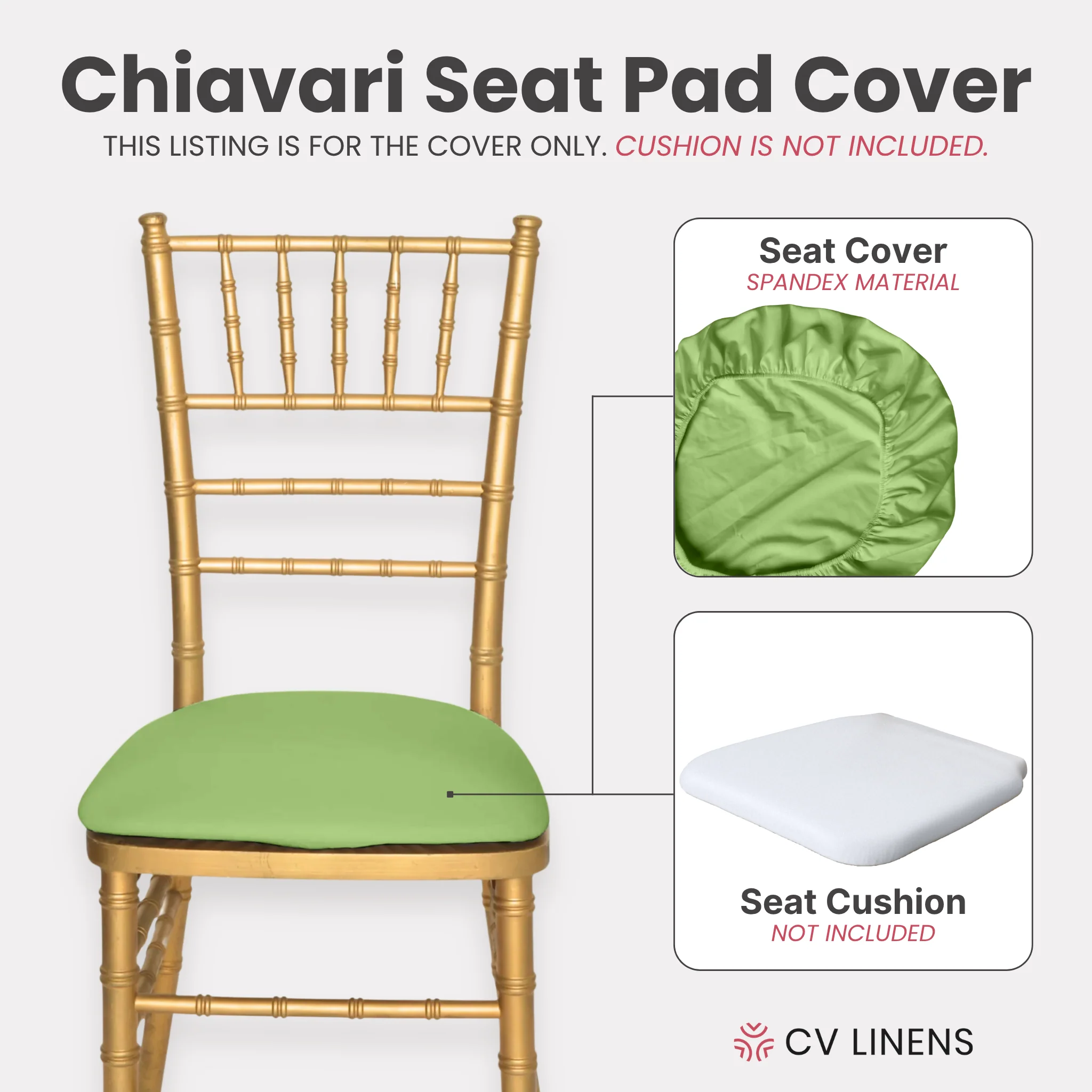 5 pcs/pk Spandex Chiavari Seat Pad Cover - Mint Green - Image 3