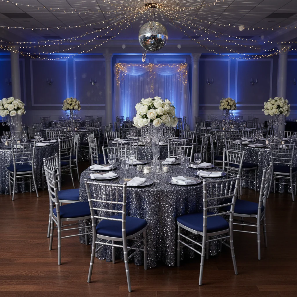5 pcs/pk Spandex Chiavari Seat Pad Cover - Navy Blue - Image 7