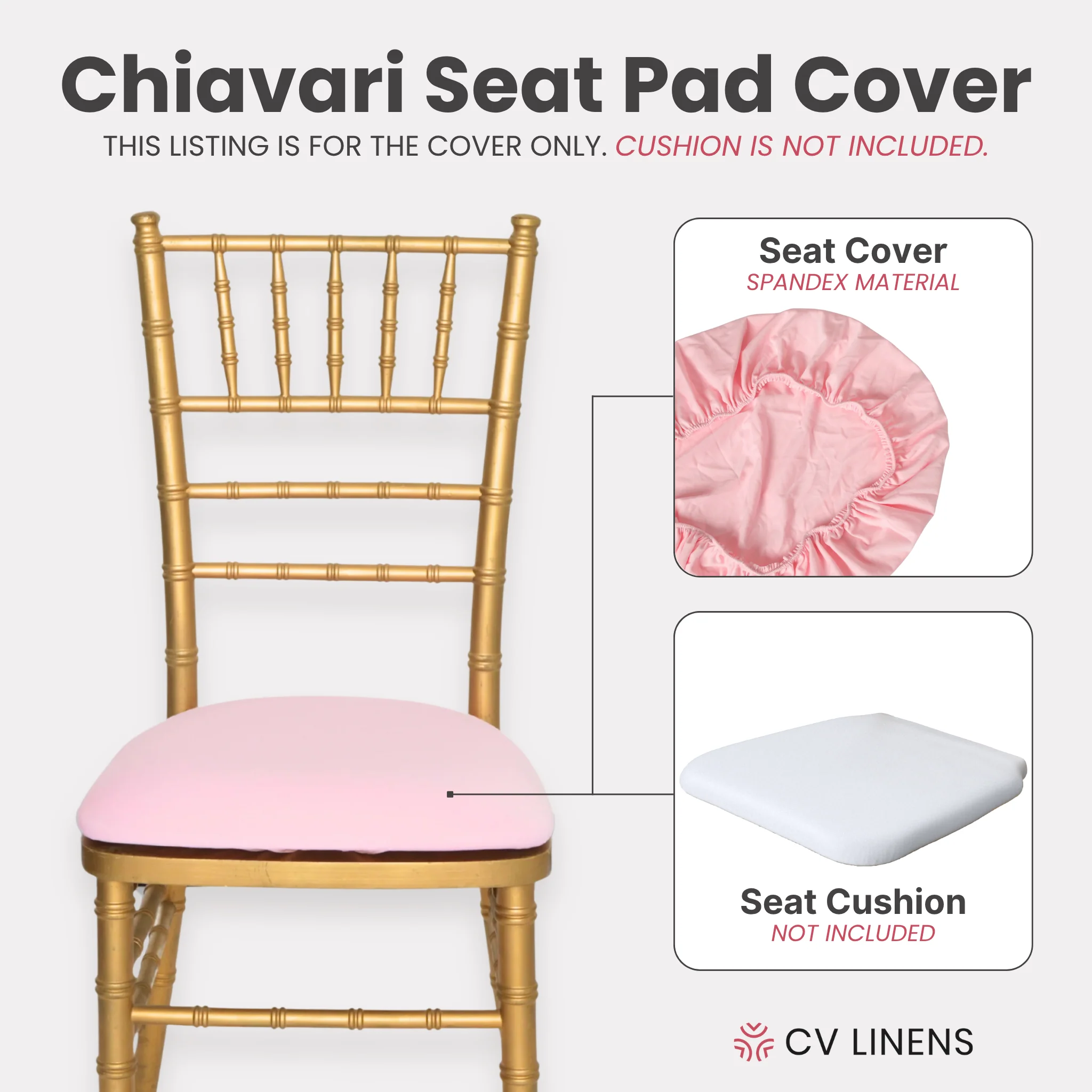 5 pcs/pk Spandex Chiavari Seat Pad Cover - Pink - Image 3