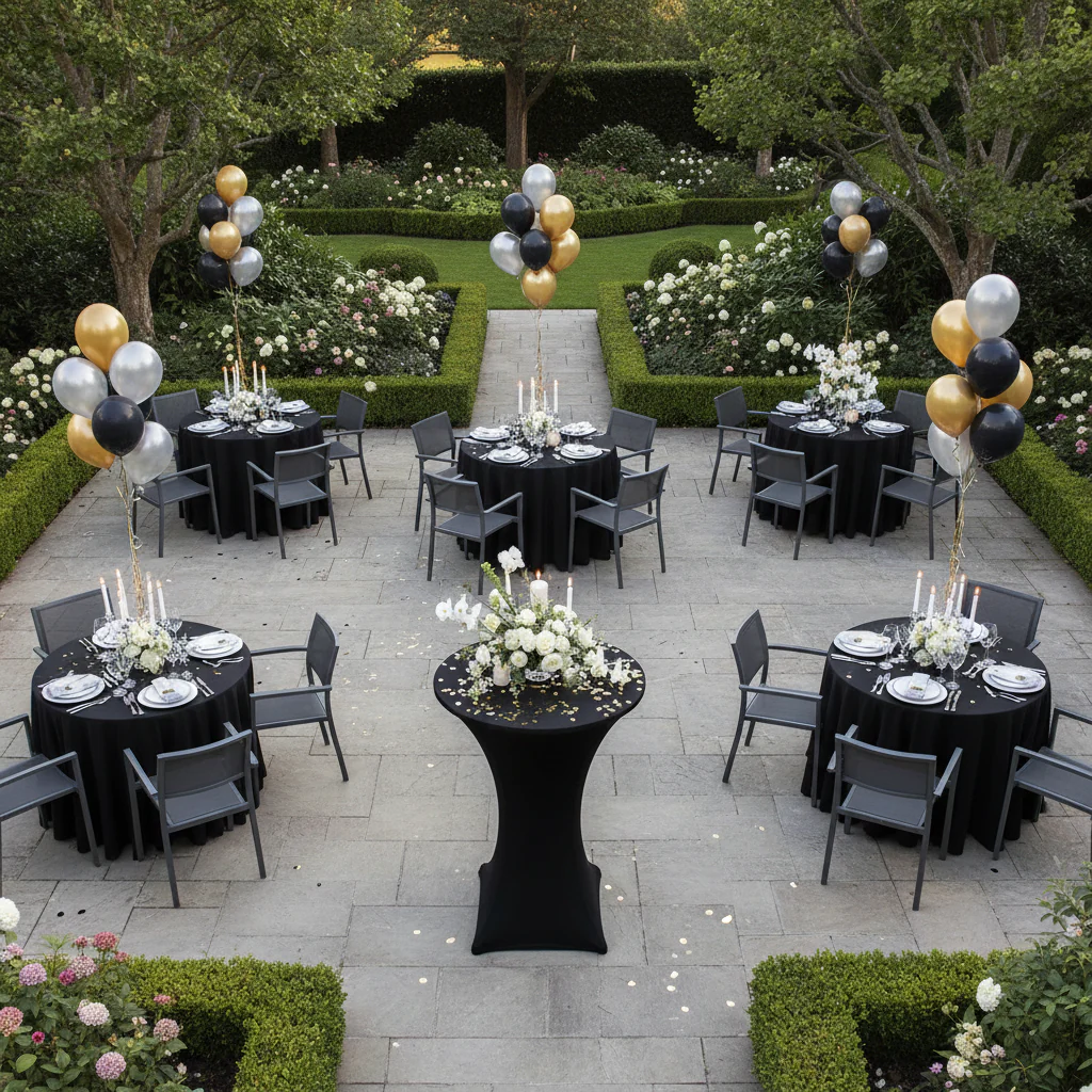 Spandex Cocktail Table Cover 30" Round - Black - Image 3