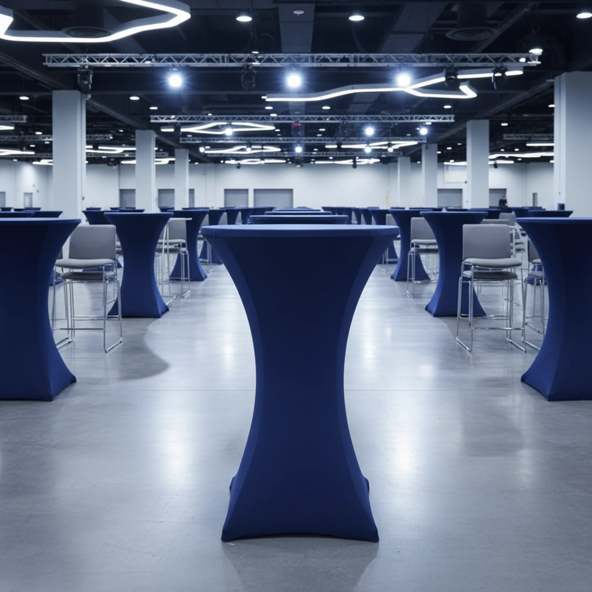 Spandex Cocktail Table Cover 30" Round - Navy Blue - Image 2
