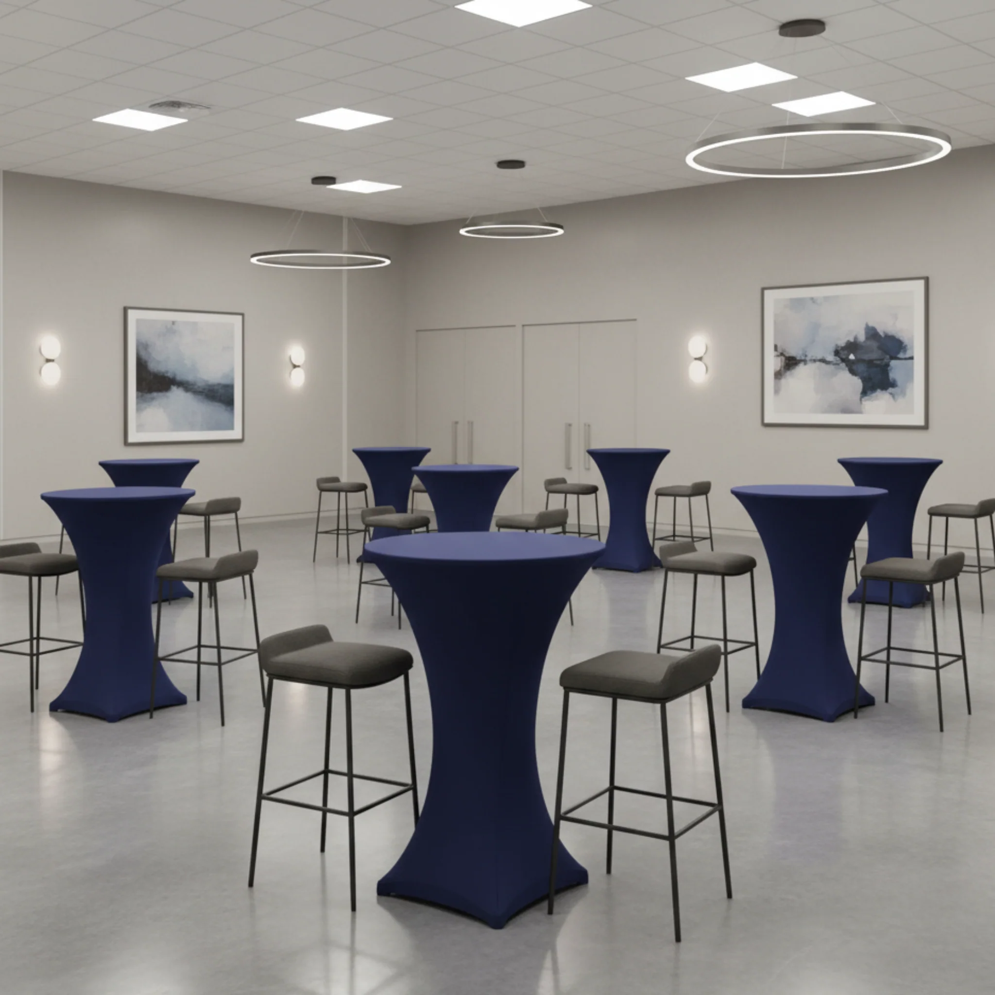 Spandex Cocktail Table Cover 30" Round - Navy Blue - Image 3