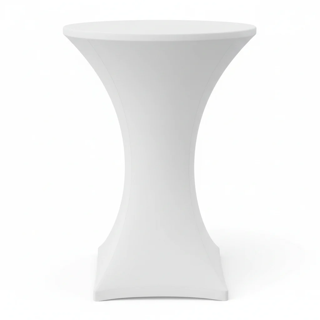 Spandex Cocktail Table Cover 30" Round - White - Image 4