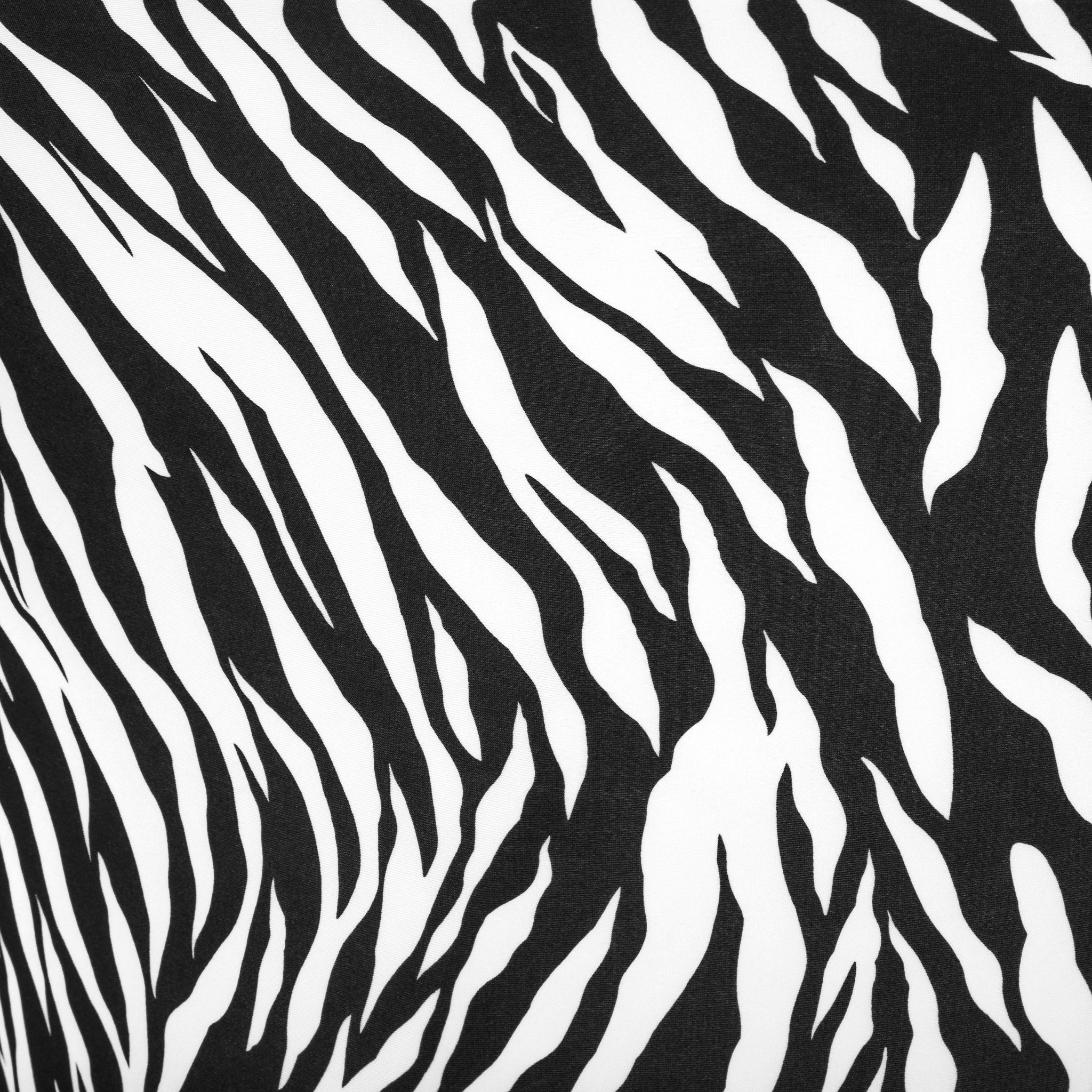 Zebra Spandex Cocktail Table Cover 30" Round - Black & White - Image 2