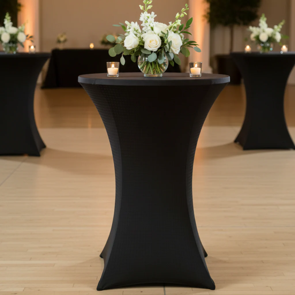 Spandex Cocktail Table Cover 36" Round - Black - Image 2