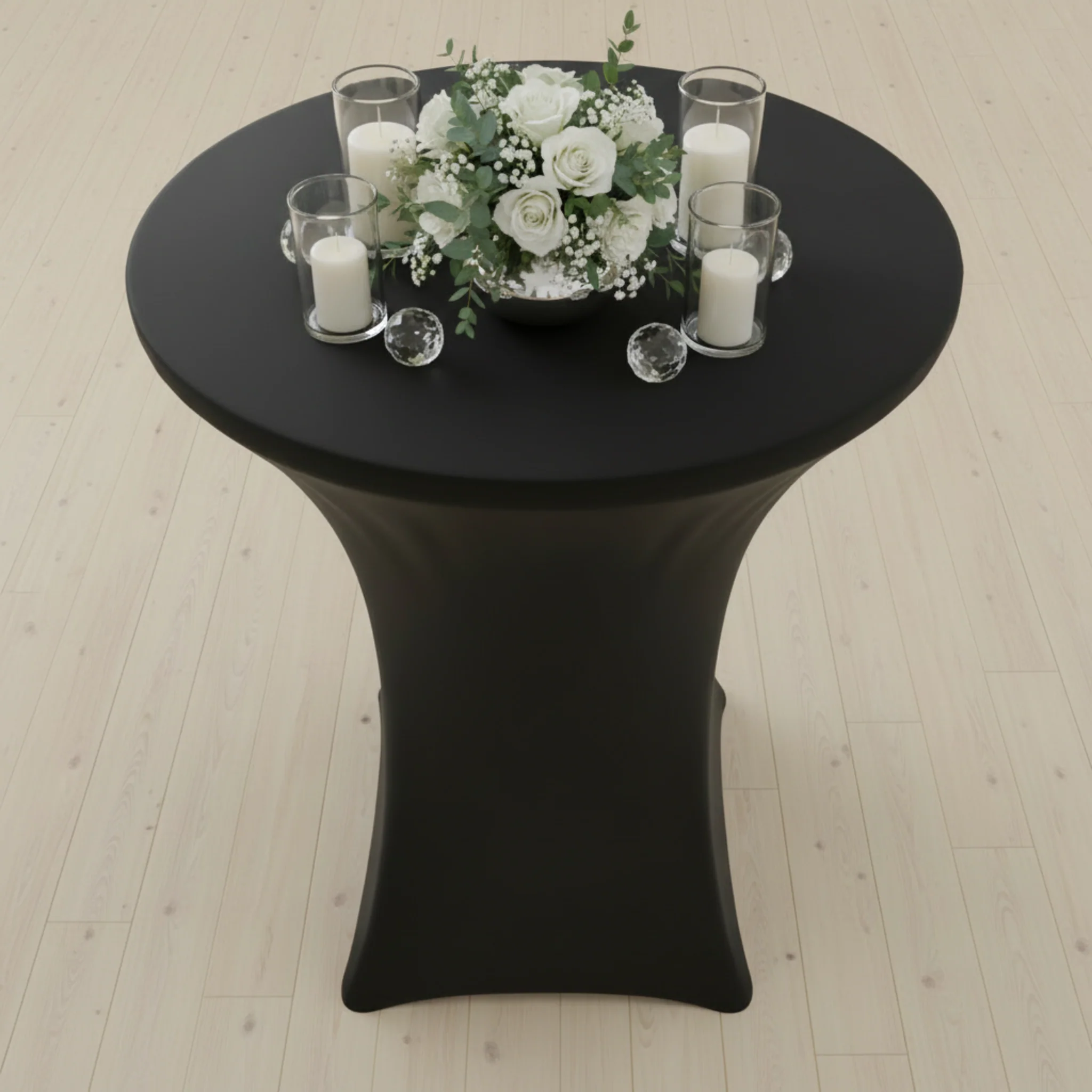 Spandex Cocktail Table Cover 36" Round - Black - Image 4