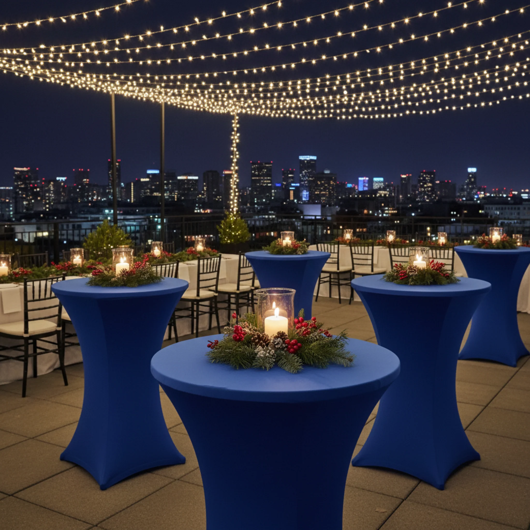 Spandex Cocktail Table Cover 36" Round - Royal Blue - Image 3