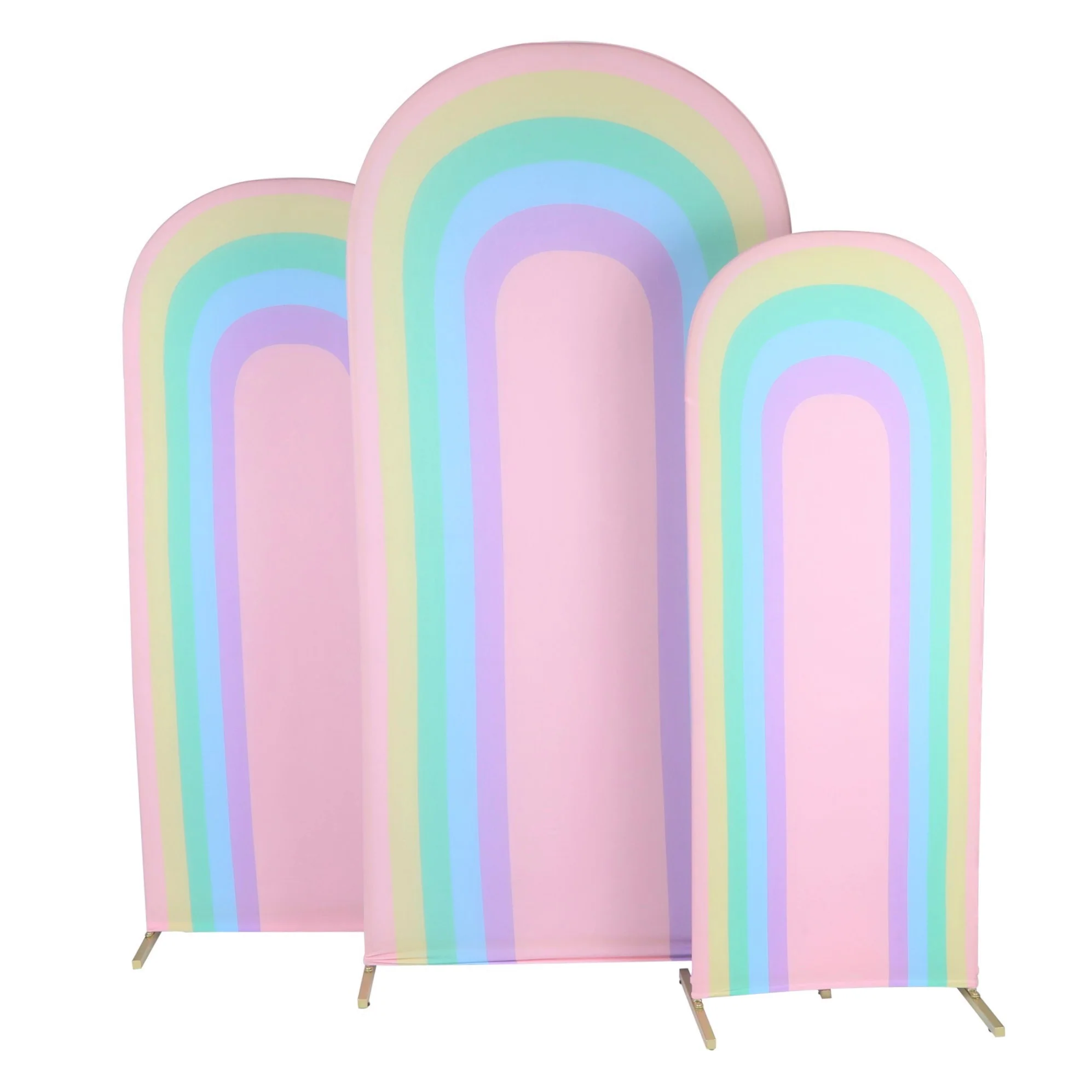 Spandex Covers for Trio Arch Frame Backdrop 3pc/set - Pastel Rainbow - Image 2