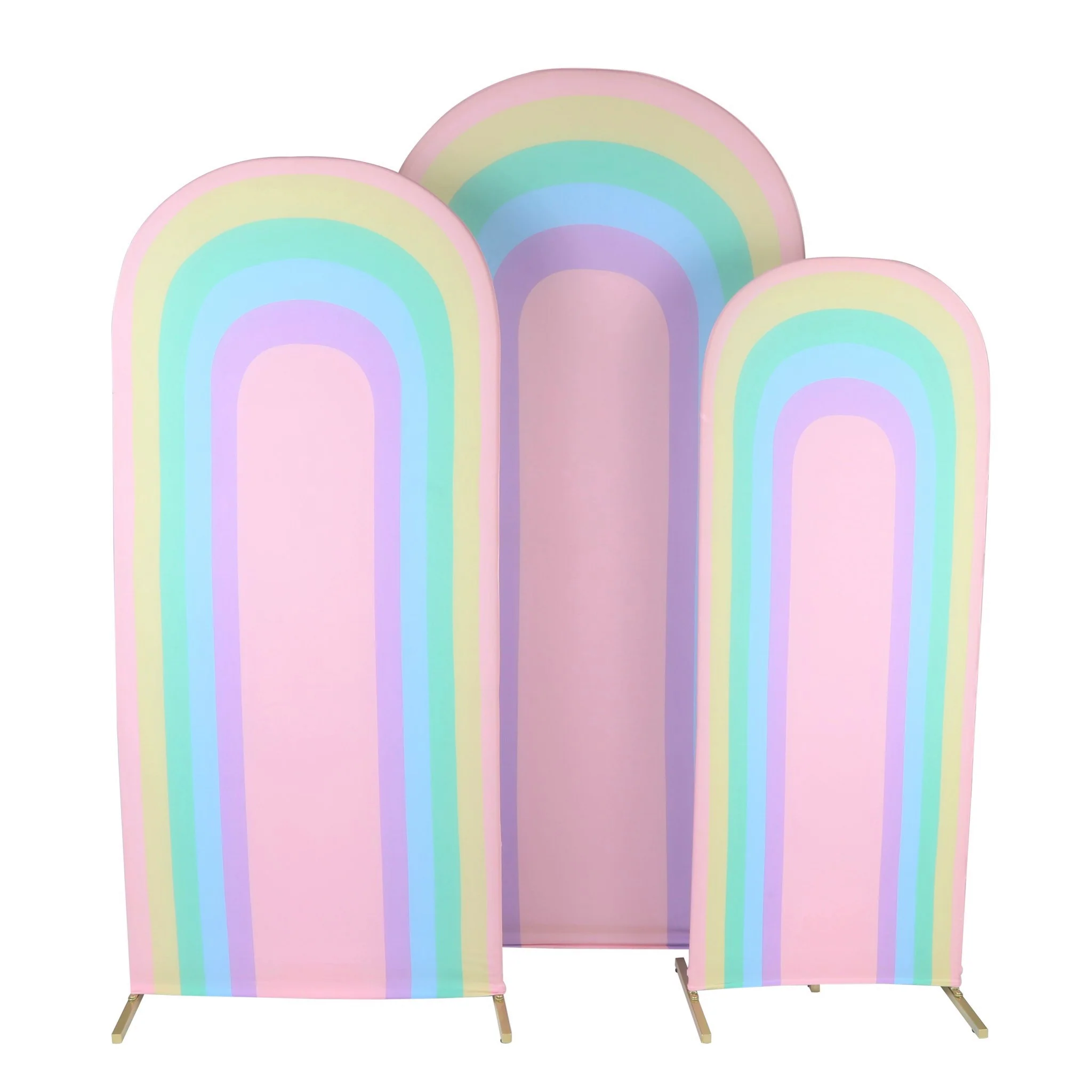 Spandex Covers for Trio Arch Frame Backdrop 3pc/set - Pastel Rainbow - Image 3