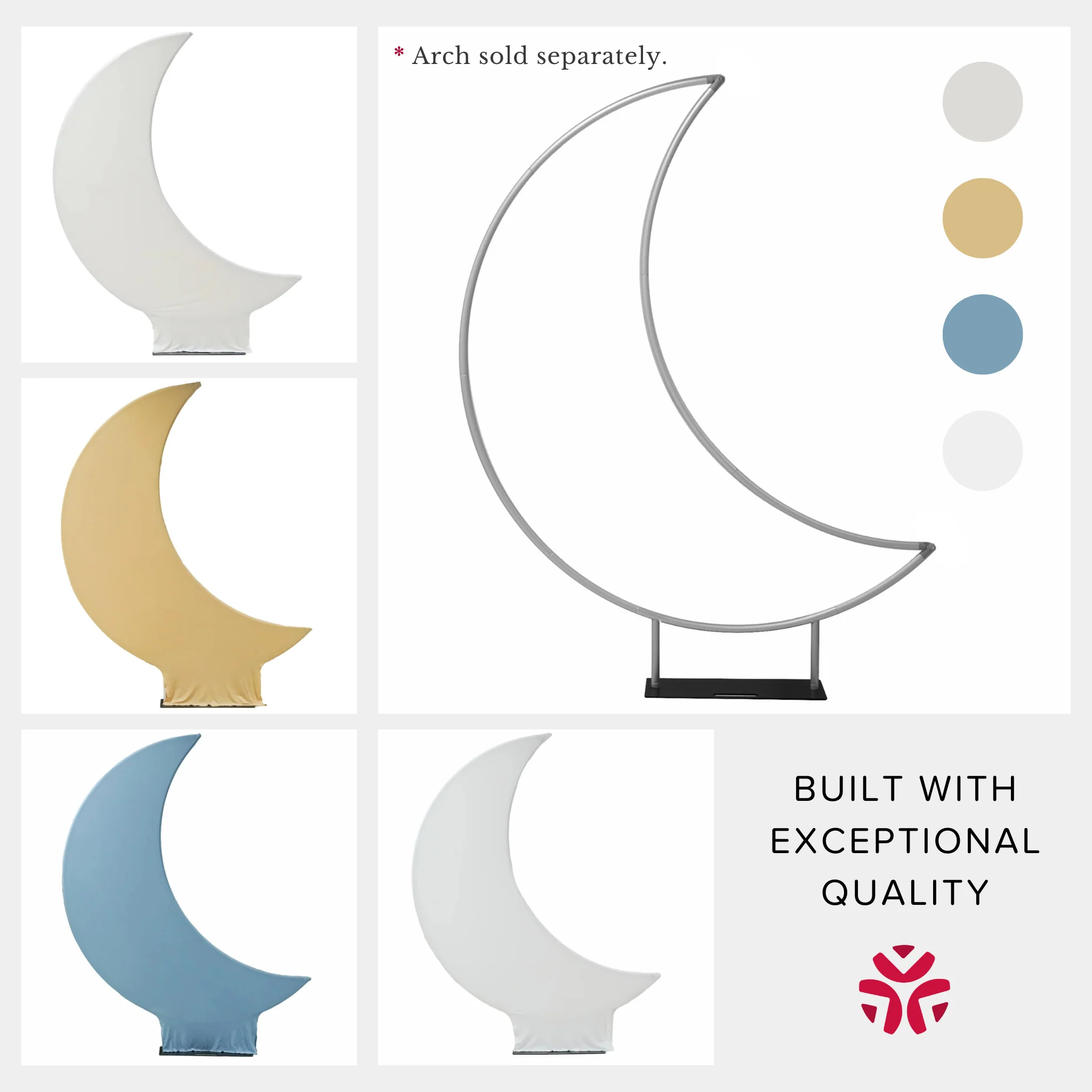 Spandex Crescent Moon Arch Cover - White - Image 7