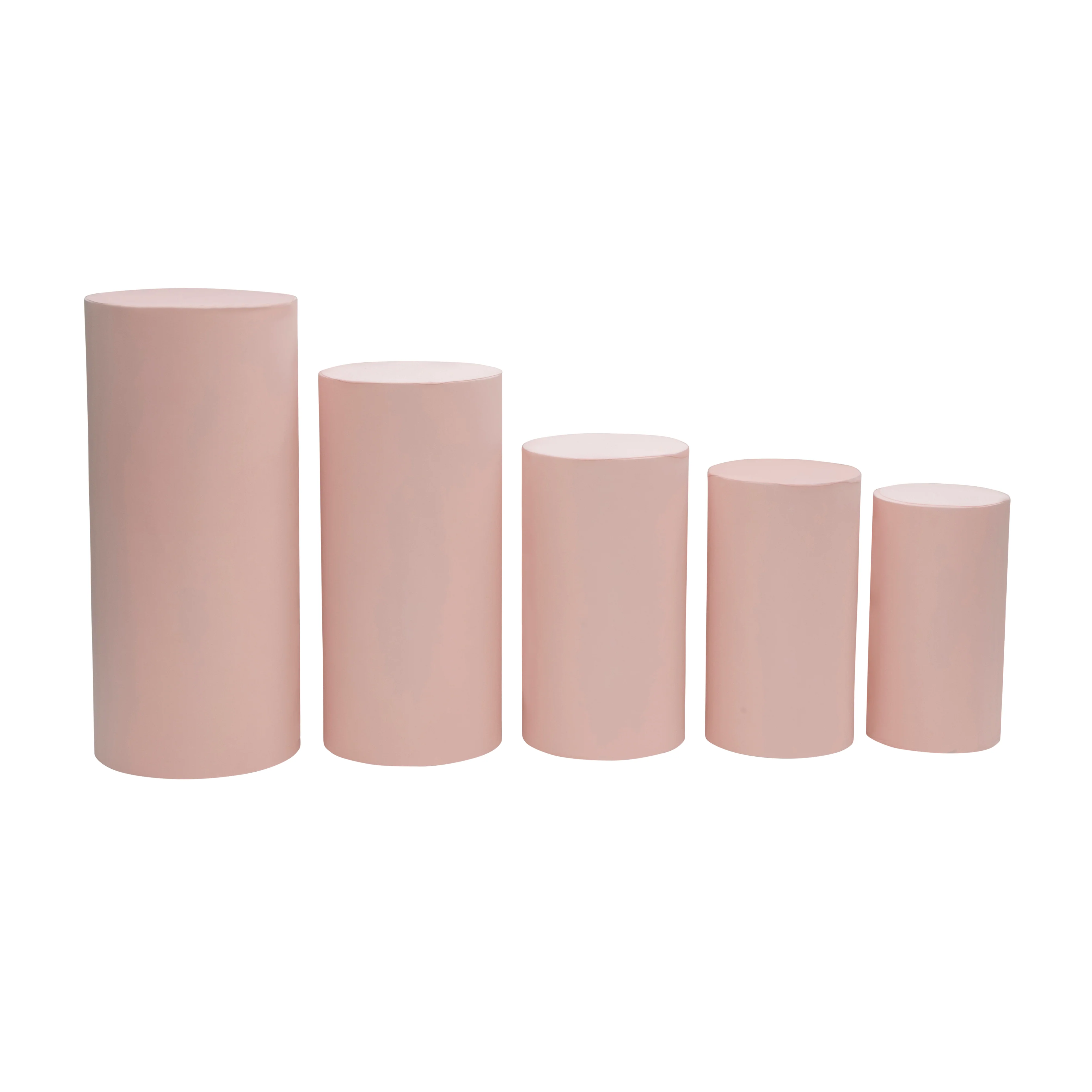 Spandex Pillar Covers for Metal Cylinder Pedestal Stands 5 pcs/set - Blush/Rose Gold - Image 2