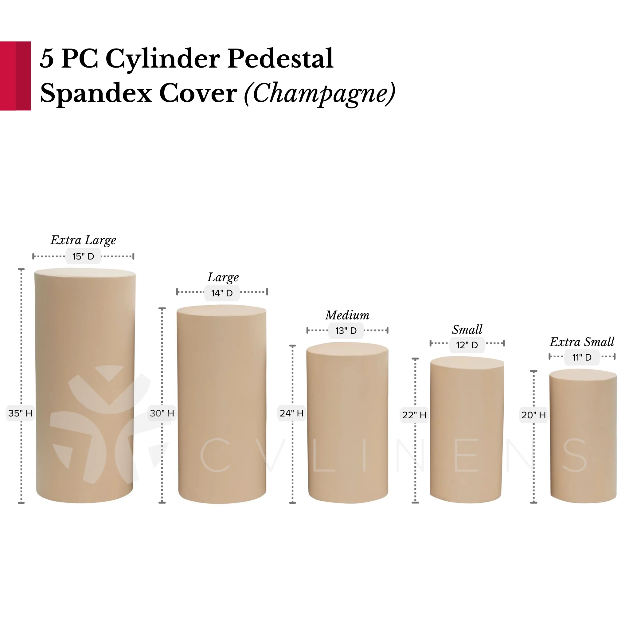 Spandex Pillar Covers for Metal Cylinder Pedestal Stands 5 pcs/set - Champagne - Image 4