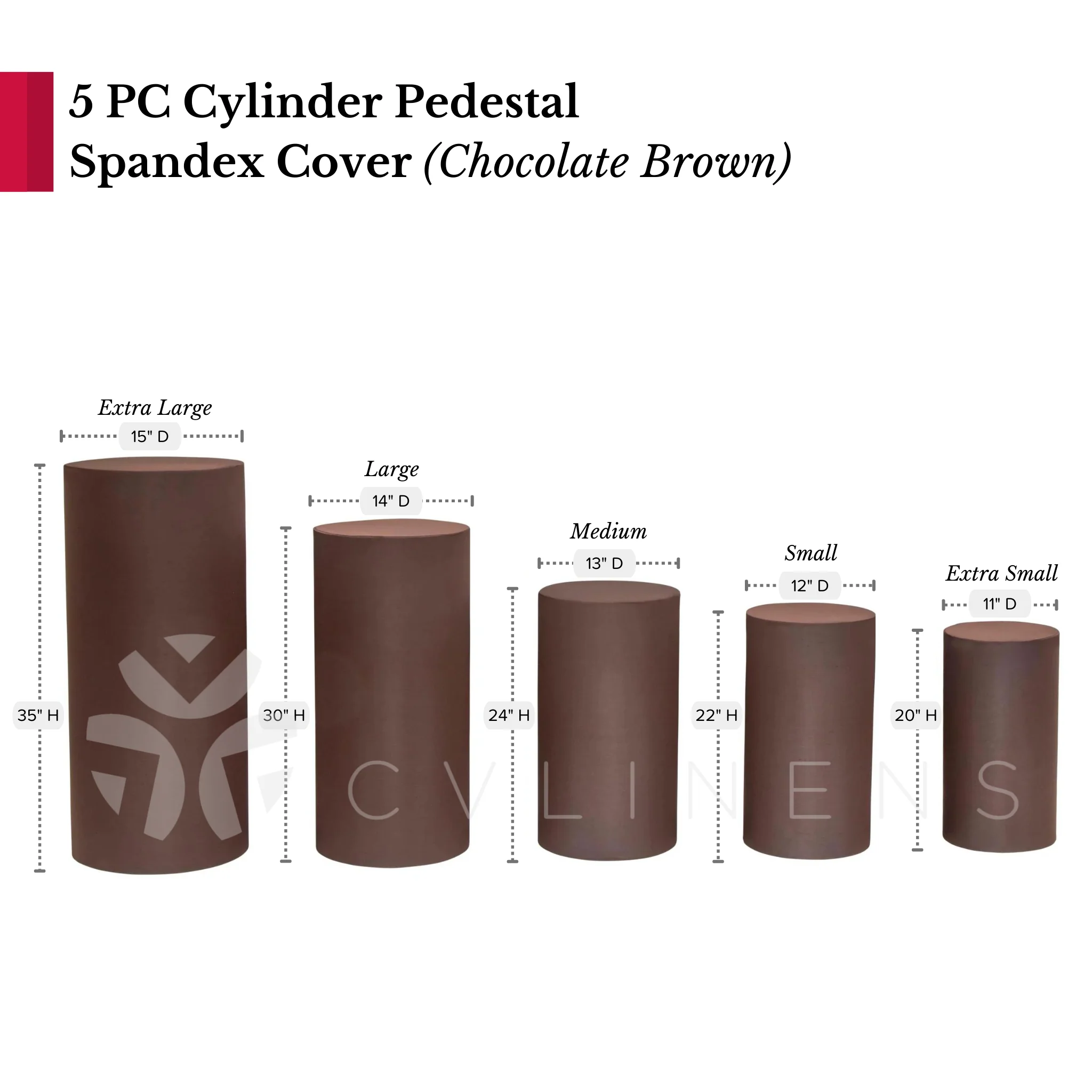 Spandex Pillar Covers for Metal Cylinder Pedestal Stands 5 pcs/set - Chocolate Brown - Image 4