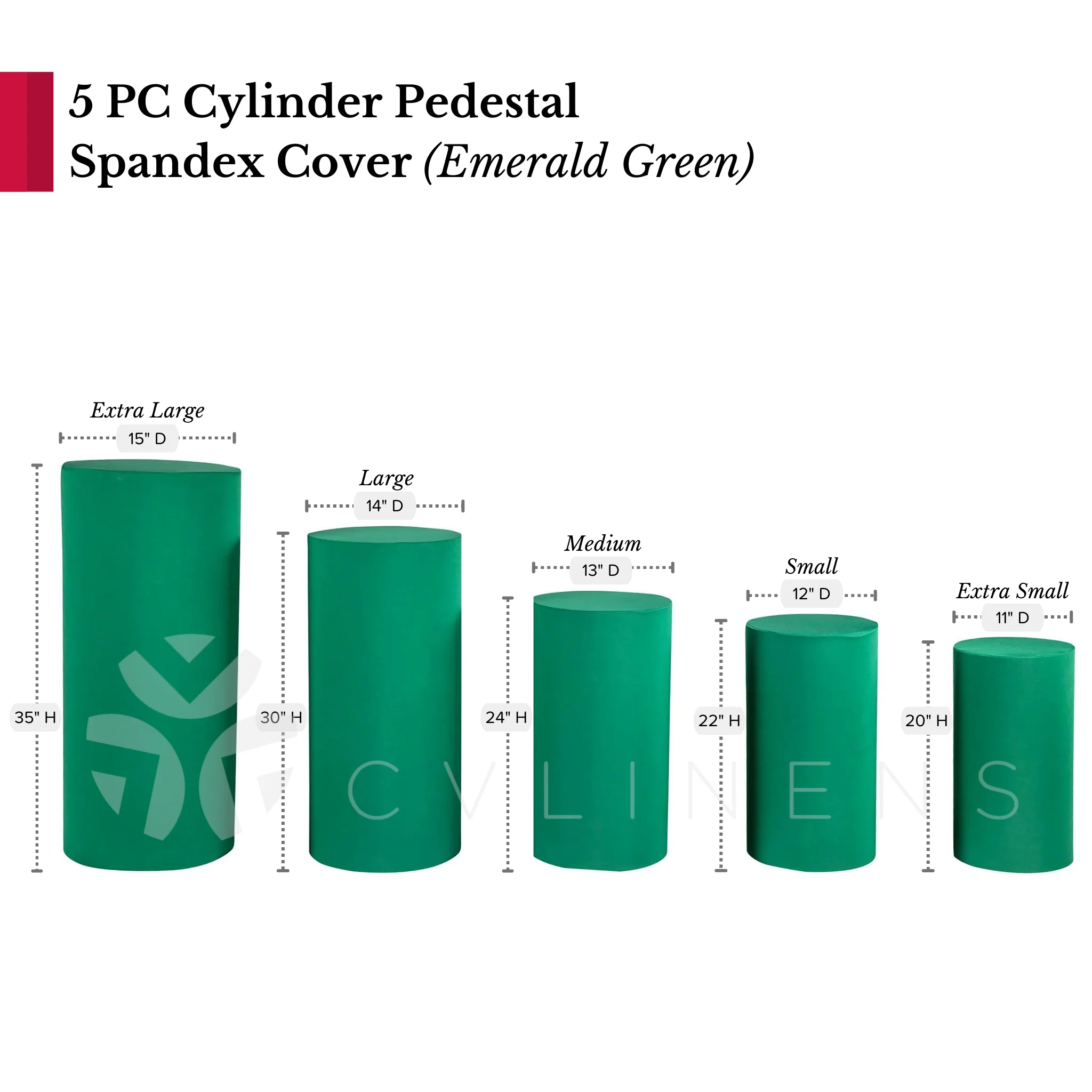 Spandex Pillar Covers for Metal Cylinder Pedestal Stands 5 pcs/set - Emerald Green - Image 4