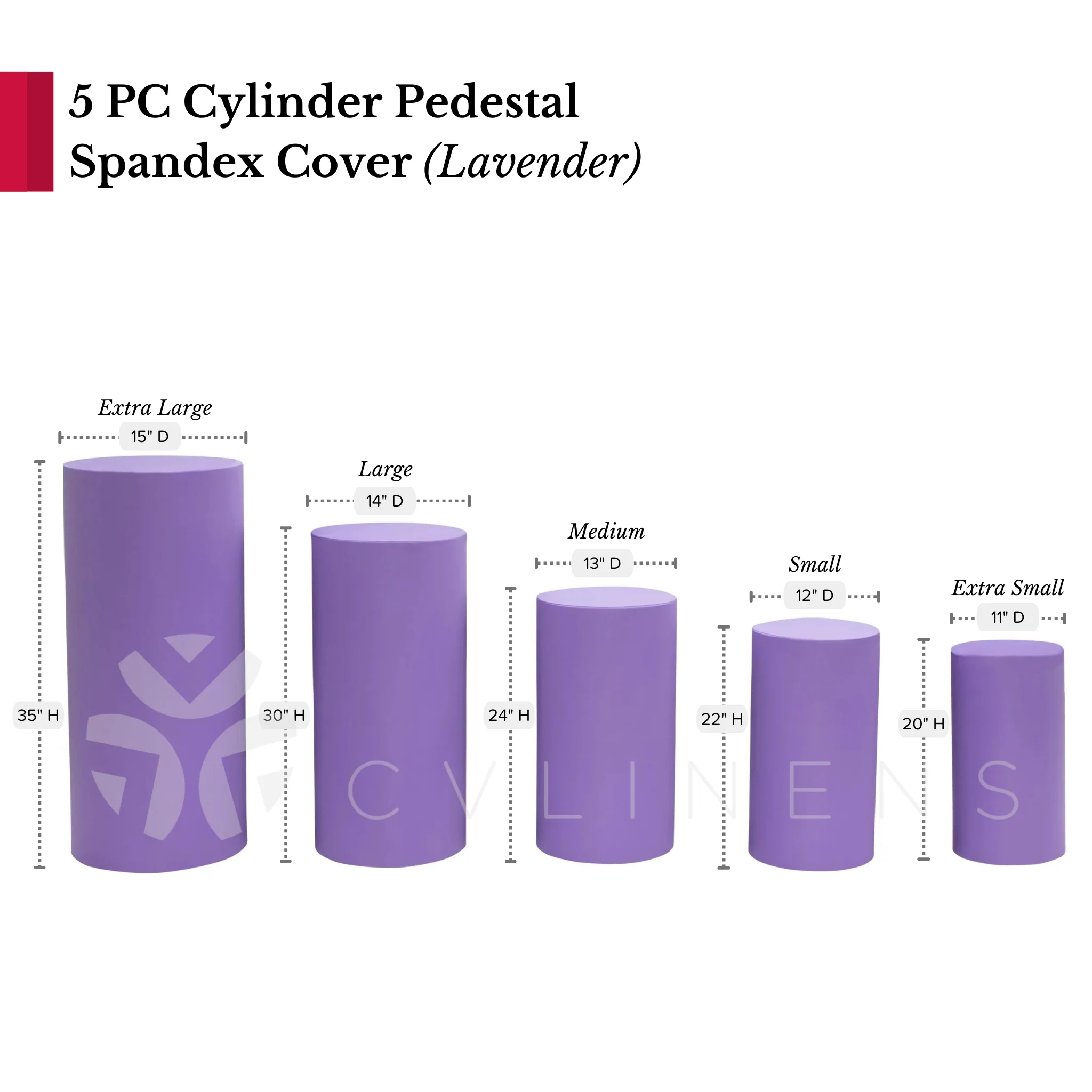 Spandex Pillar Covers for Metal Cylinder Pedestal Stands 5 pcs/set - Lavender - Image 4