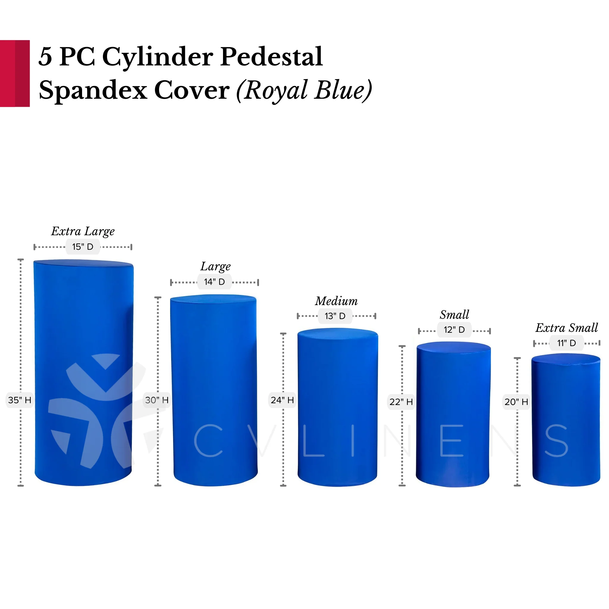 Spandex Pillar Covers for Metal Cylinder Pedestal Stands 5 pcs/set - Royal Blue - Image 4