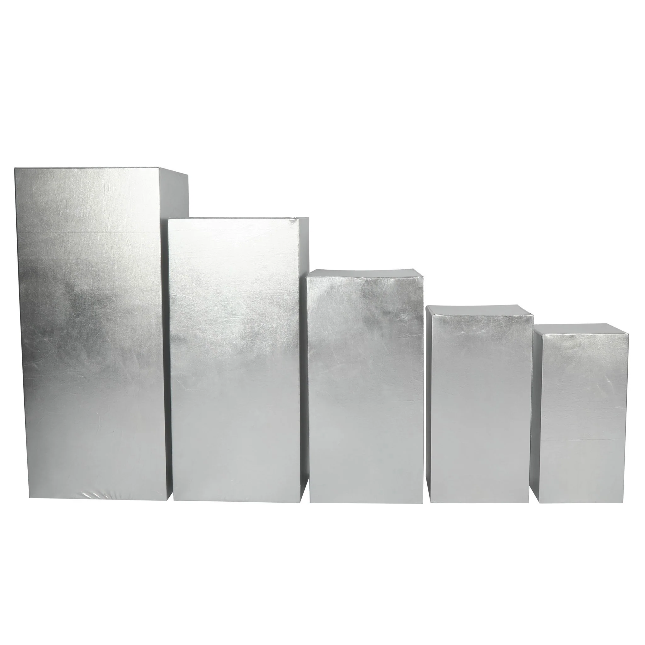 Spandex Covers for Square Metal Pillar Pedestal Stands 5 pcs/set - Metallic Silver - Image 2