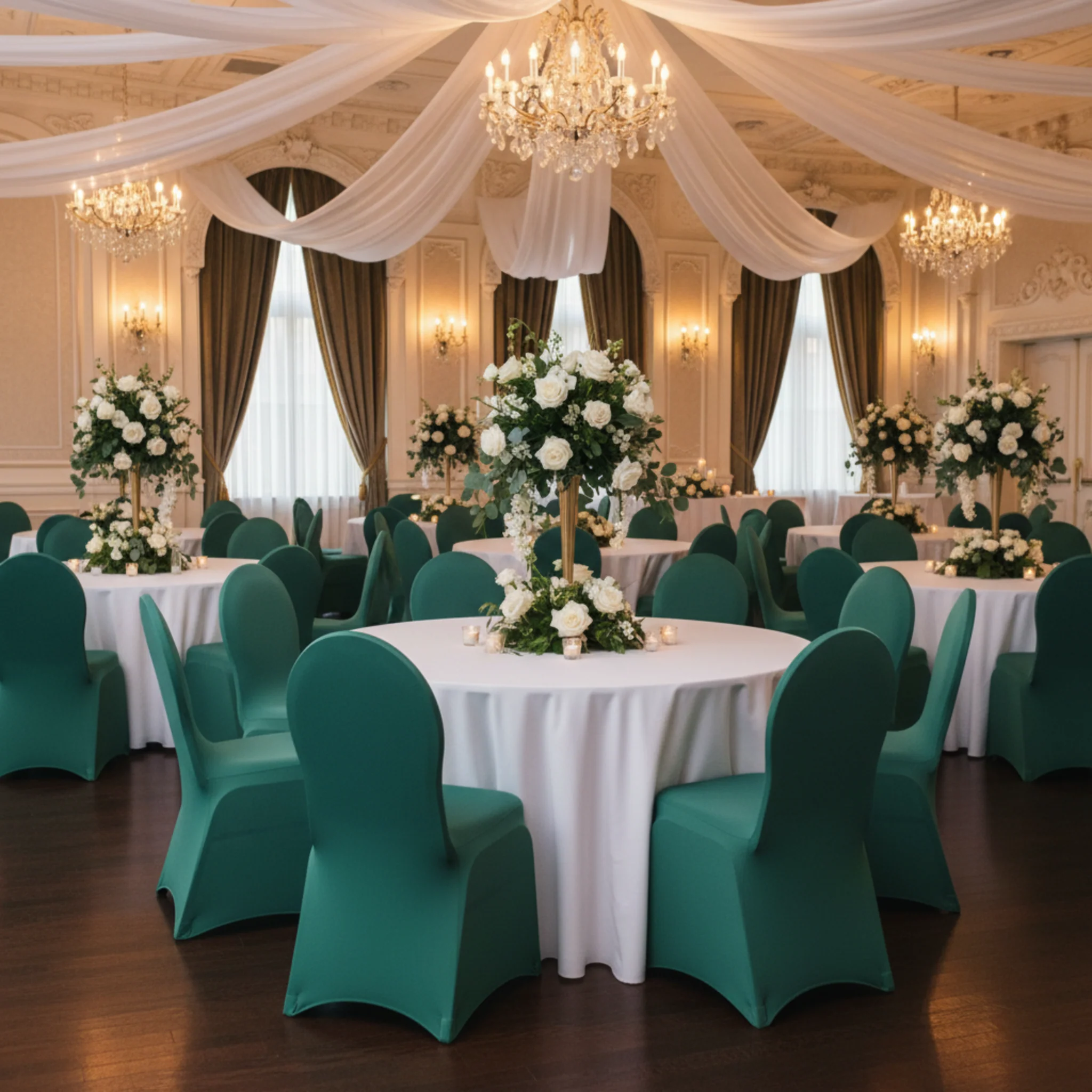 Spandex Banquet Chair Cover - Emerald Green - Image 3