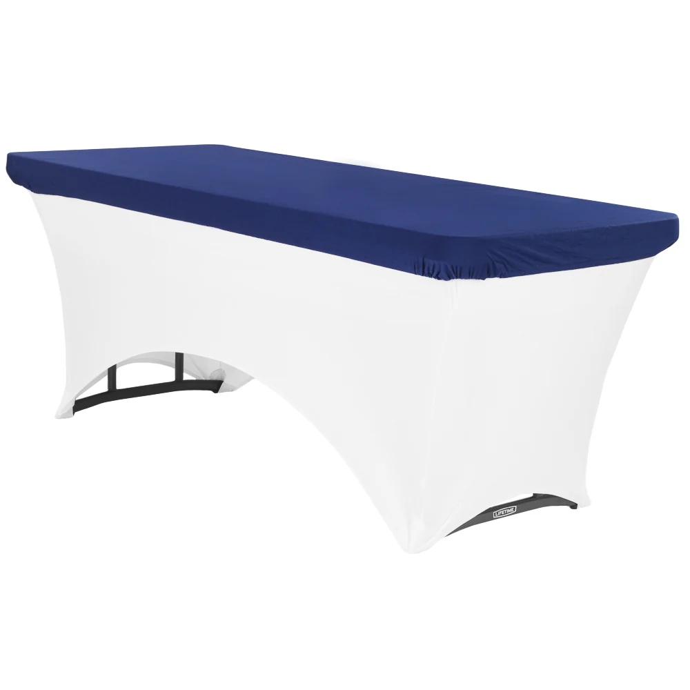 Spandex Table Topper/Cap 6 FT Rectangular - Navy Blue - Image 2