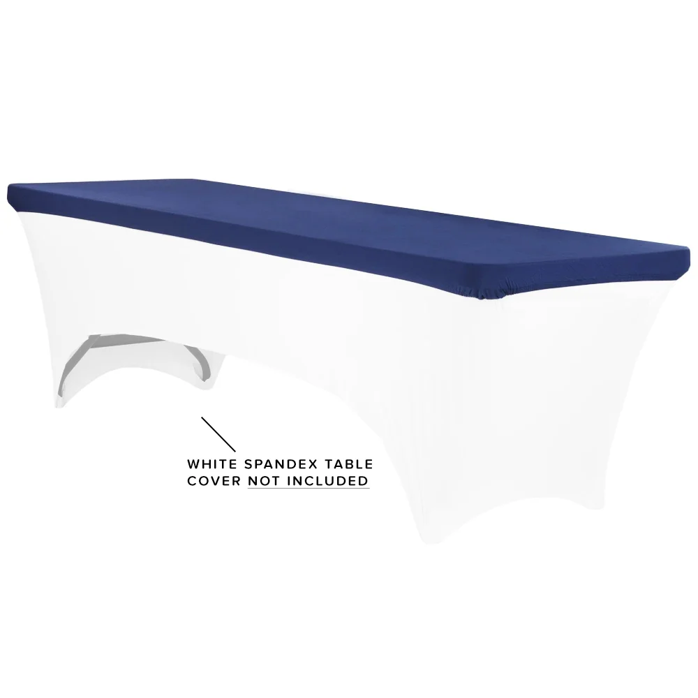 Spandex Table Topper/Cap 8 FT Rectangular - Navy Blue - Image 2