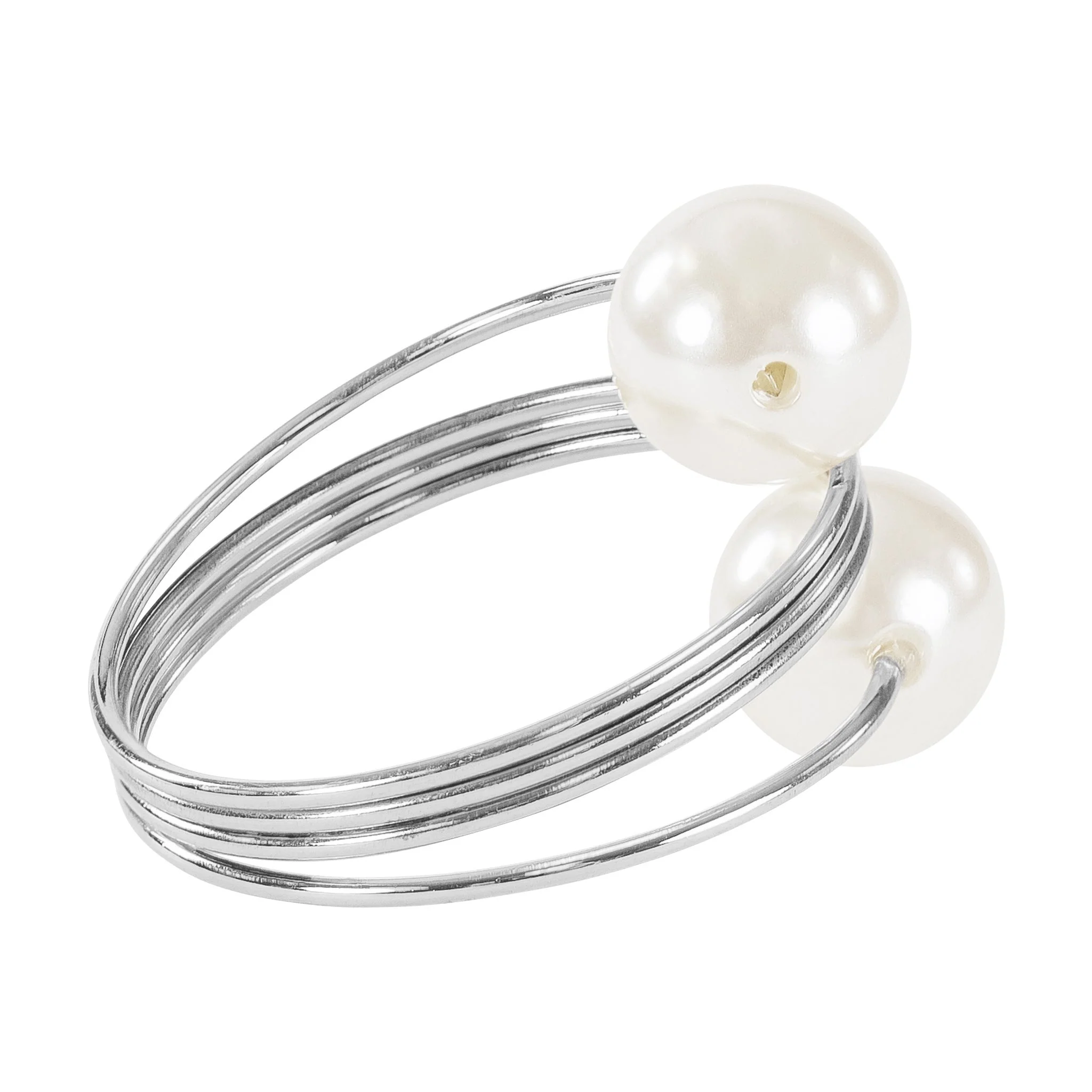 10 pc/pk Spiral Faux Pearl Napkin Ring - Silver - Image 3