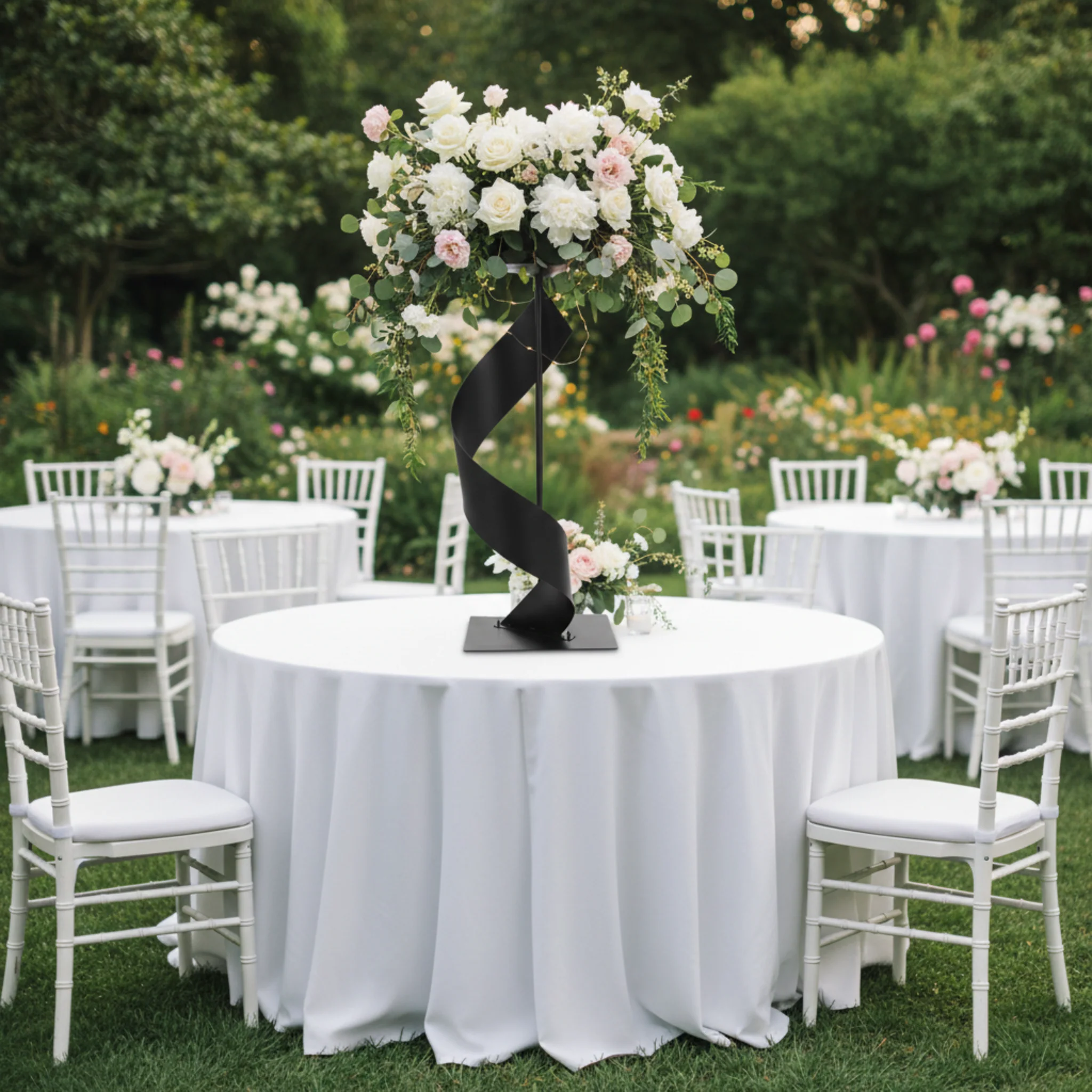 Spiral Ribbon Floral Centerpiece Stand - Black - Image 5
