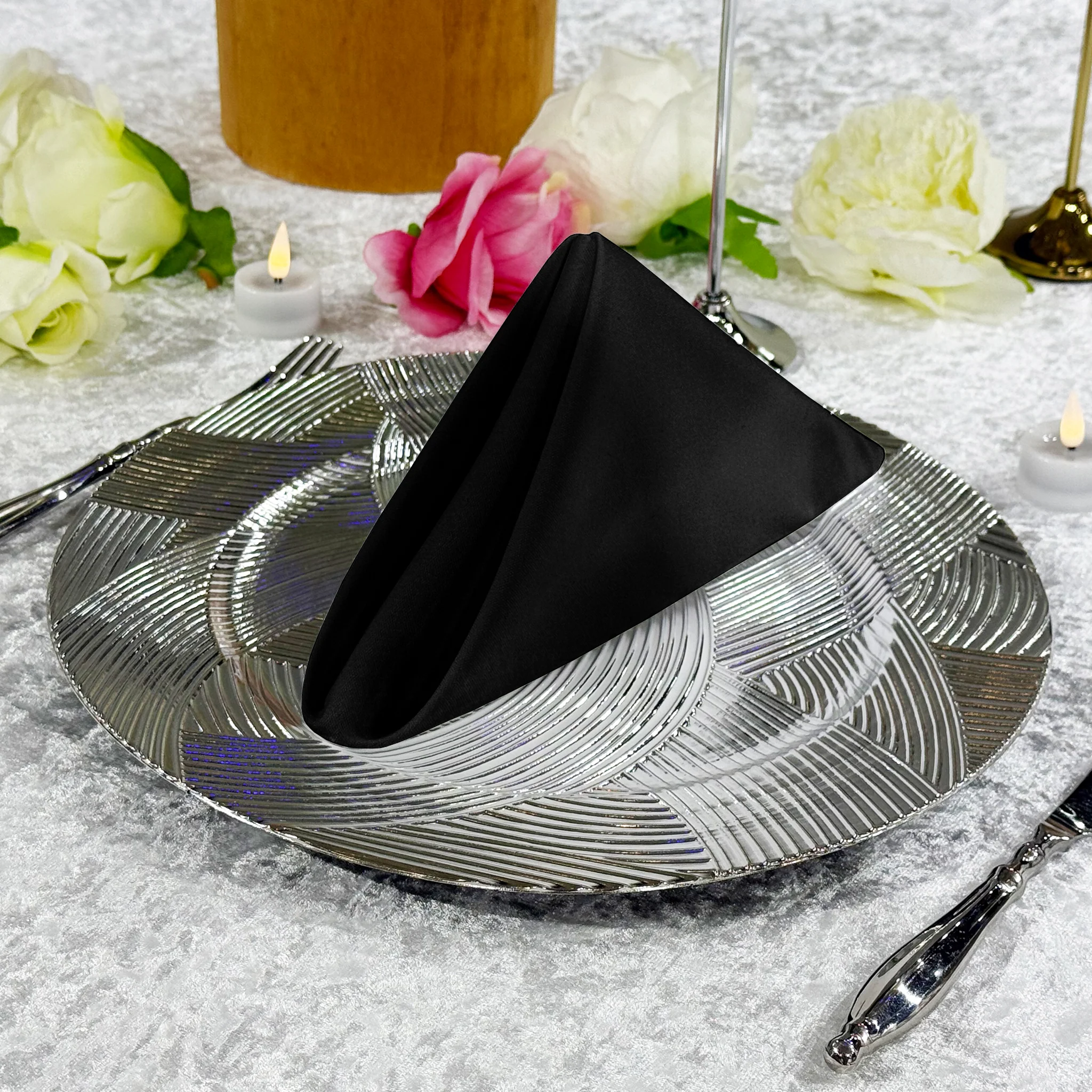 5 pcs/pk Premium Spun Polyester Napkin 20"x20" - Black - Image 2