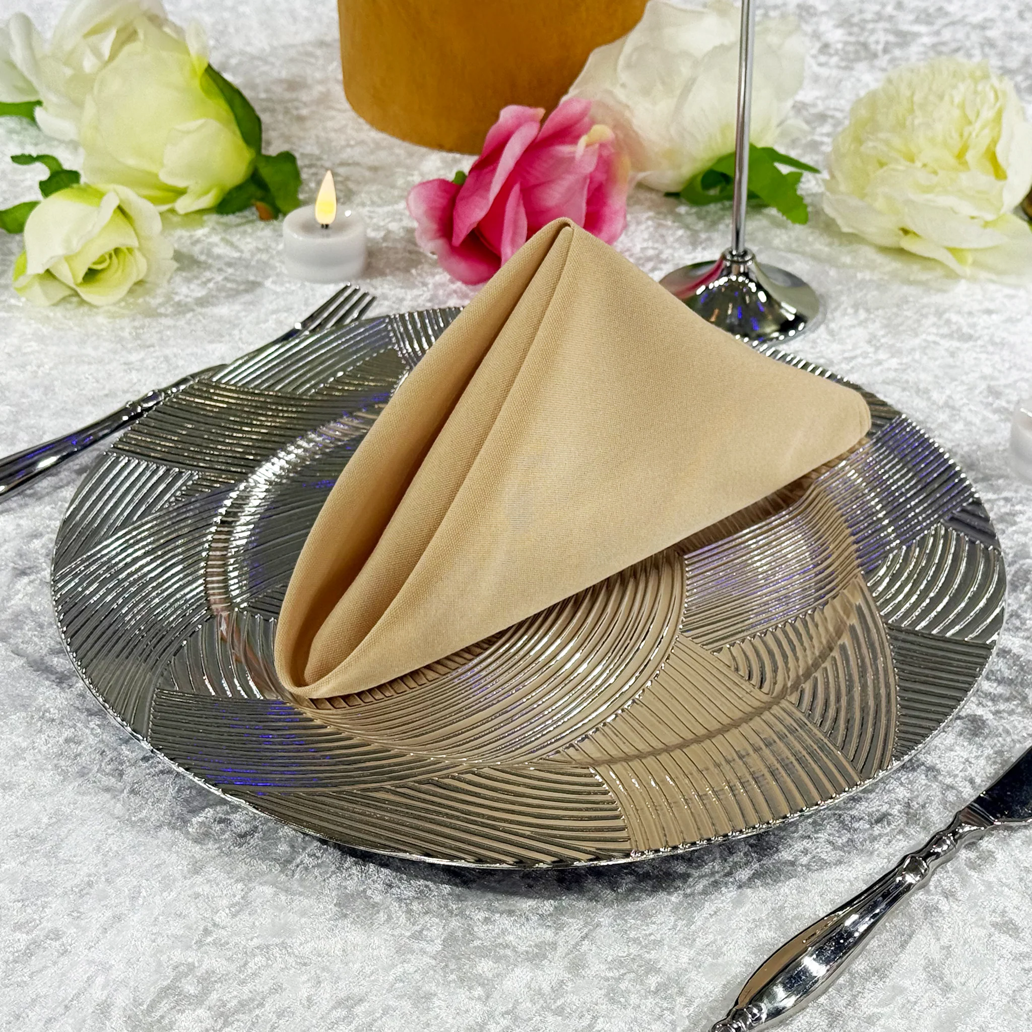 5 pcs/pk Premium Spun Polyester Napkin 20"x20" - Champagne - Image 2