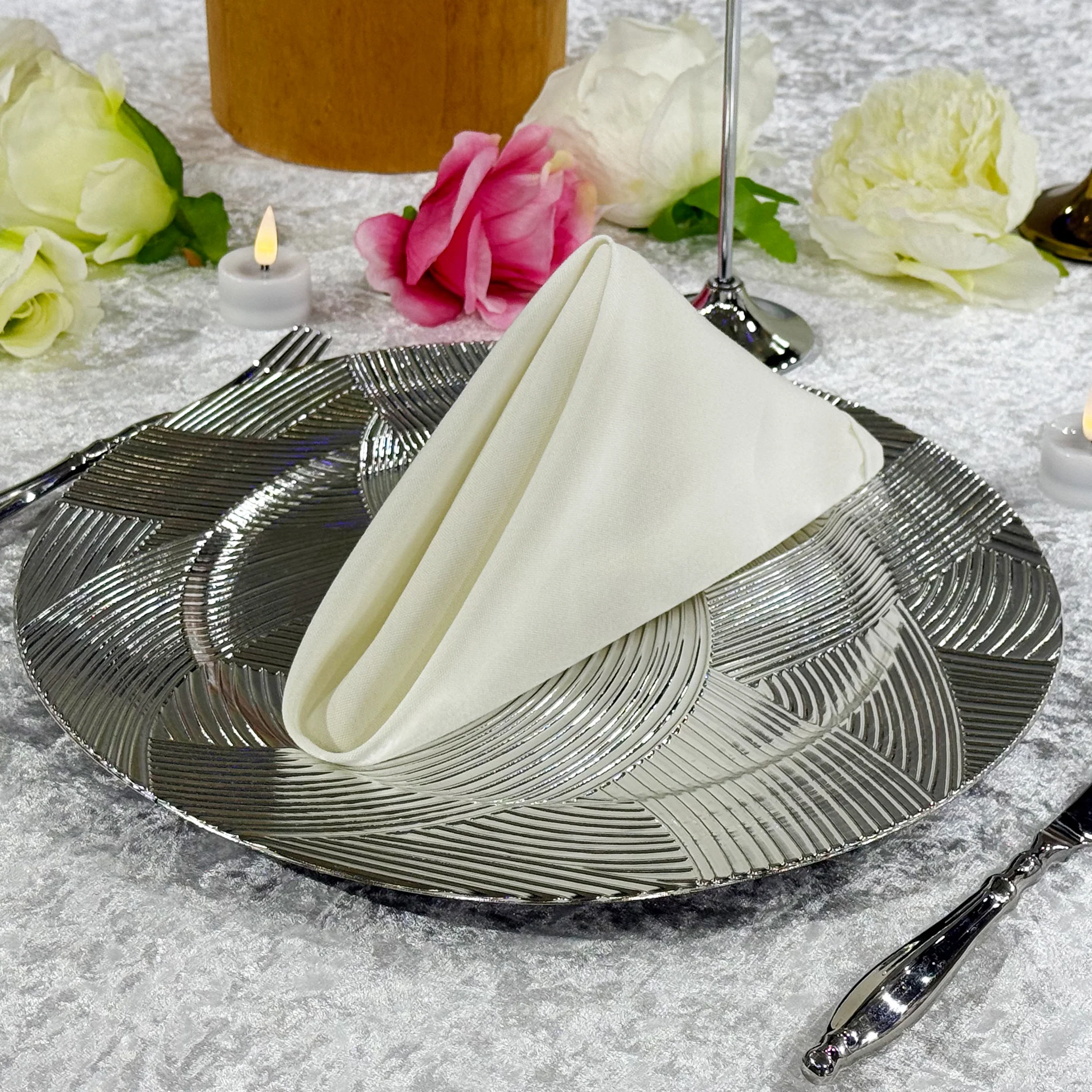 5 pcs/pk Premium Spun Polyester Napkin 20"x20" - Ivory - Image 2