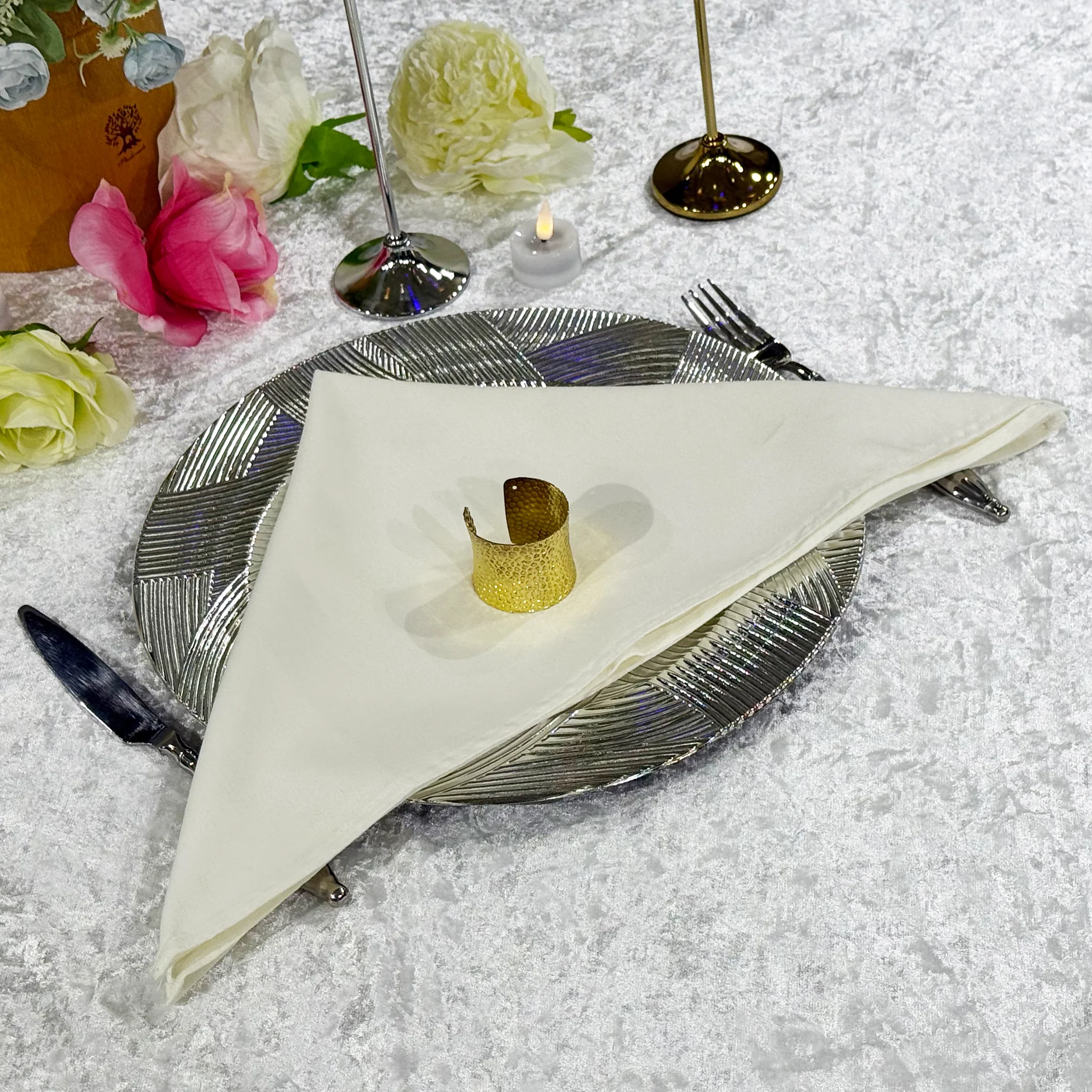 5 pcs/pk Premium Spun Polyester Napkin 20"x20" - Ivory - Image 7