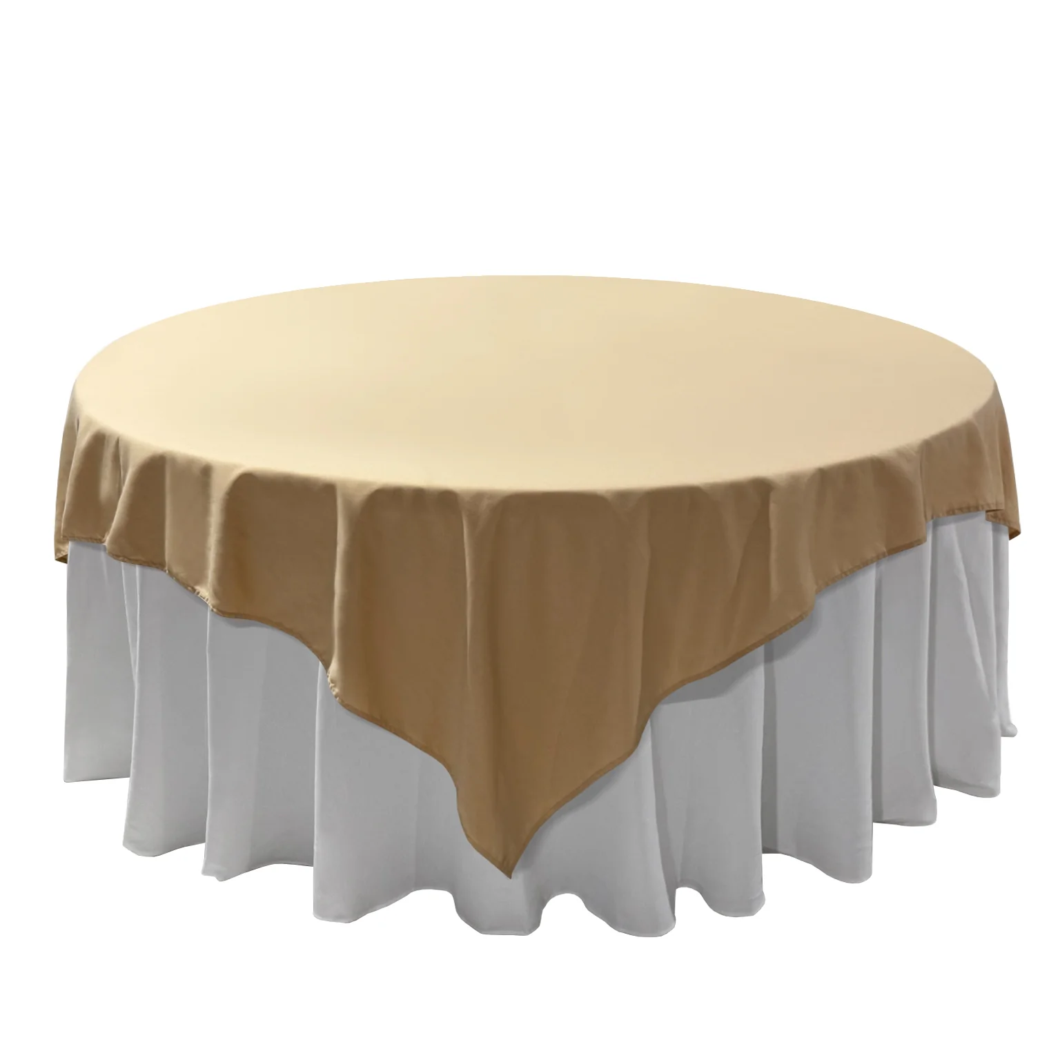 Premium Spun Polyester Square 90"x90" Overlay/Tablecloth - Champagne