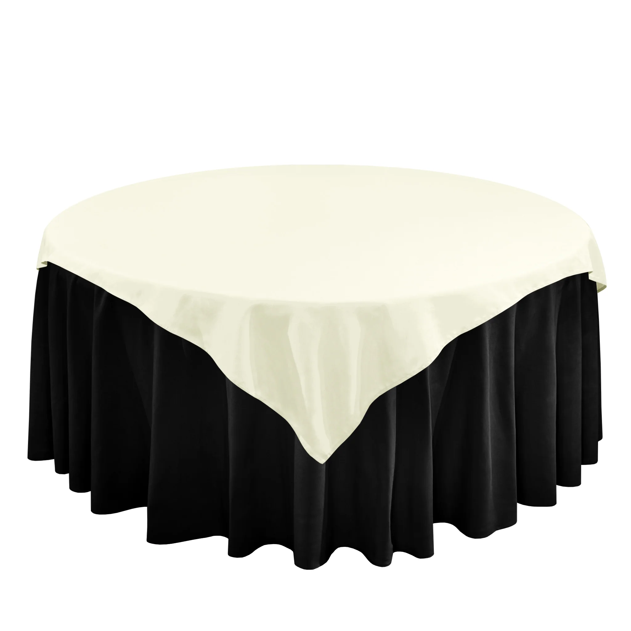Premium Spun Polyester Square 90"x90" Overlay/Tablecloth - Ivory