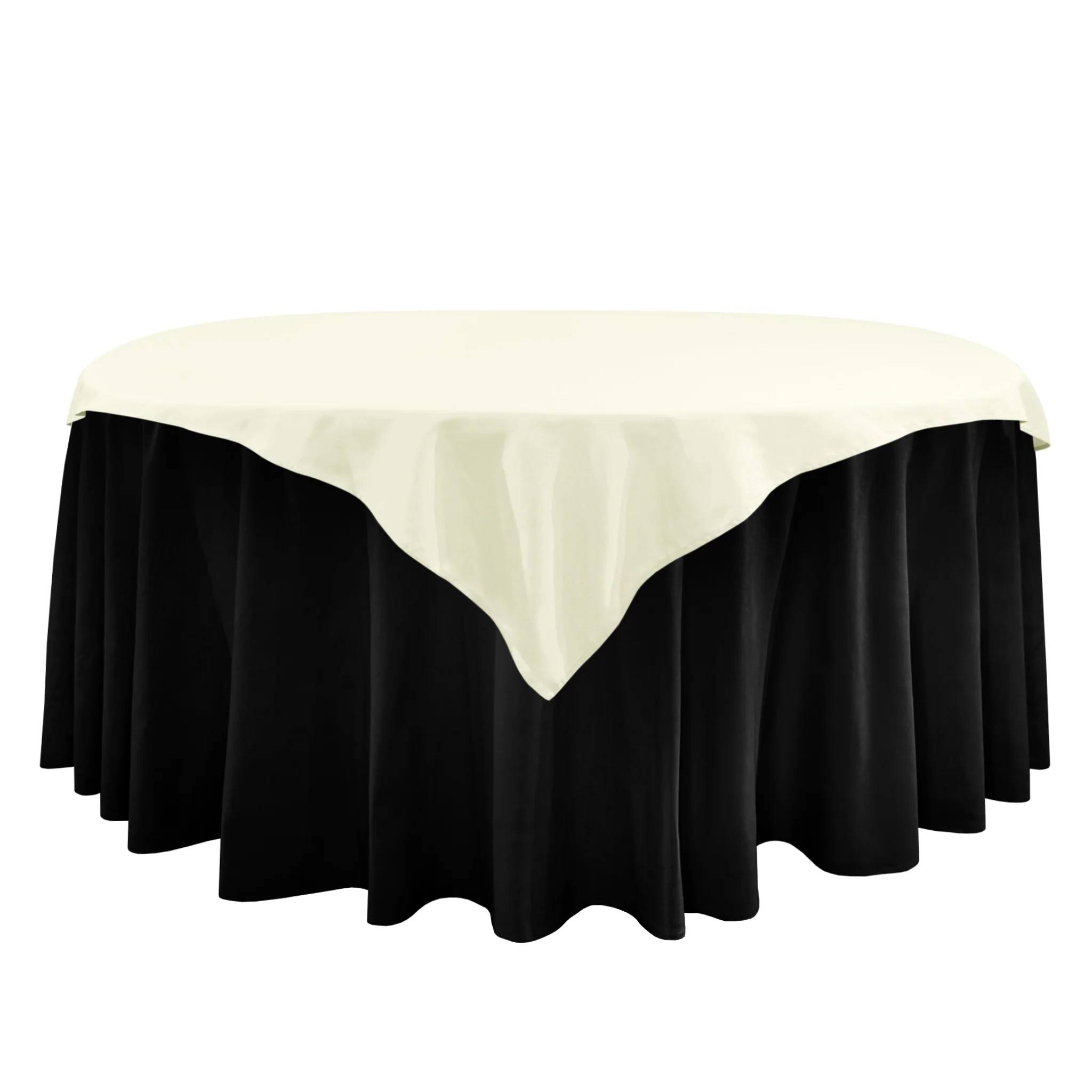 Premium Spun Polyester Square 90"x90" Overlay/Tablecloth - Ivory - Image 8